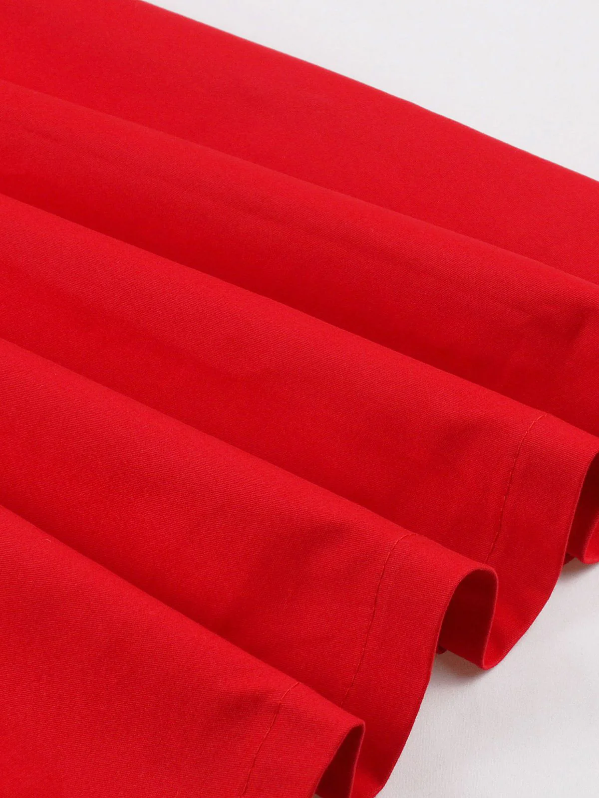 Red 1950s V-Neck Sleeveless Solid Dress - Image 4