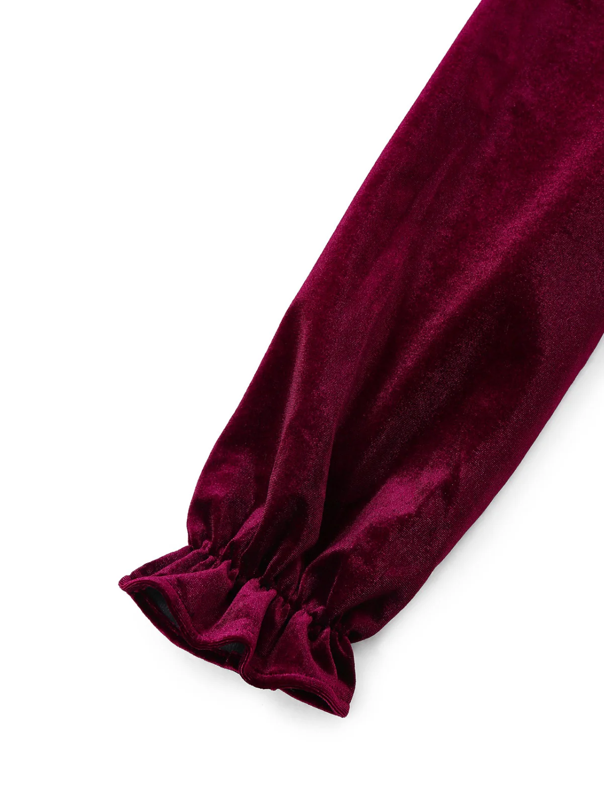 Red 1950s Velvet Ruffled Collar Lantern Sleeve Dress - Image 5