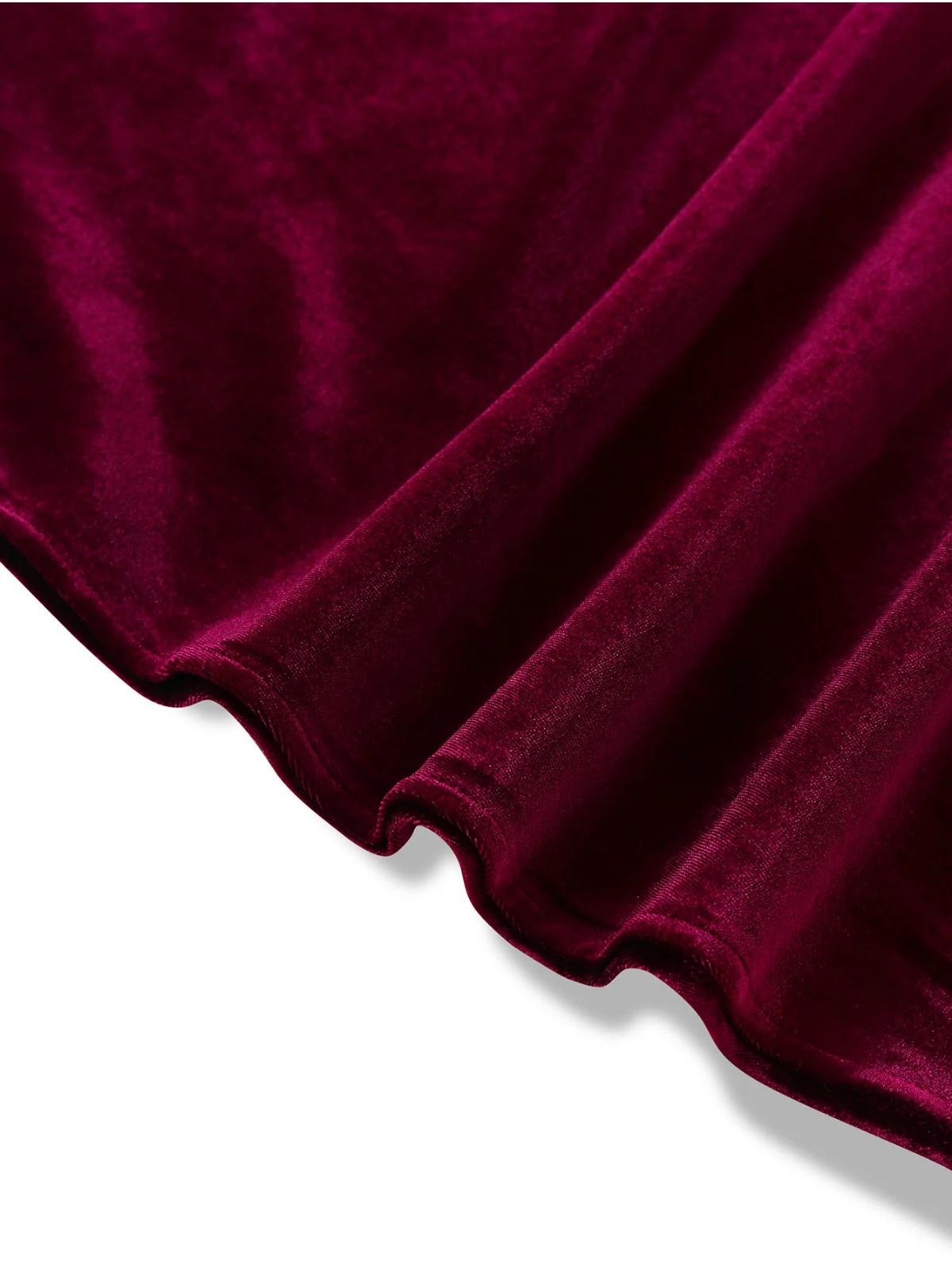 Red 1950s Velvet Ruffled Collar Lantern Sleeve Dress - Image 6