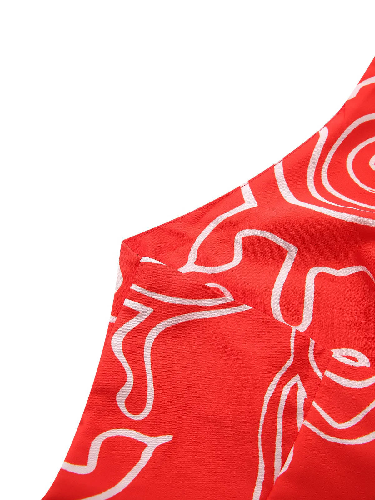 Red 1960s Abstract Print Cutout Twist Halter Dress - Image 7