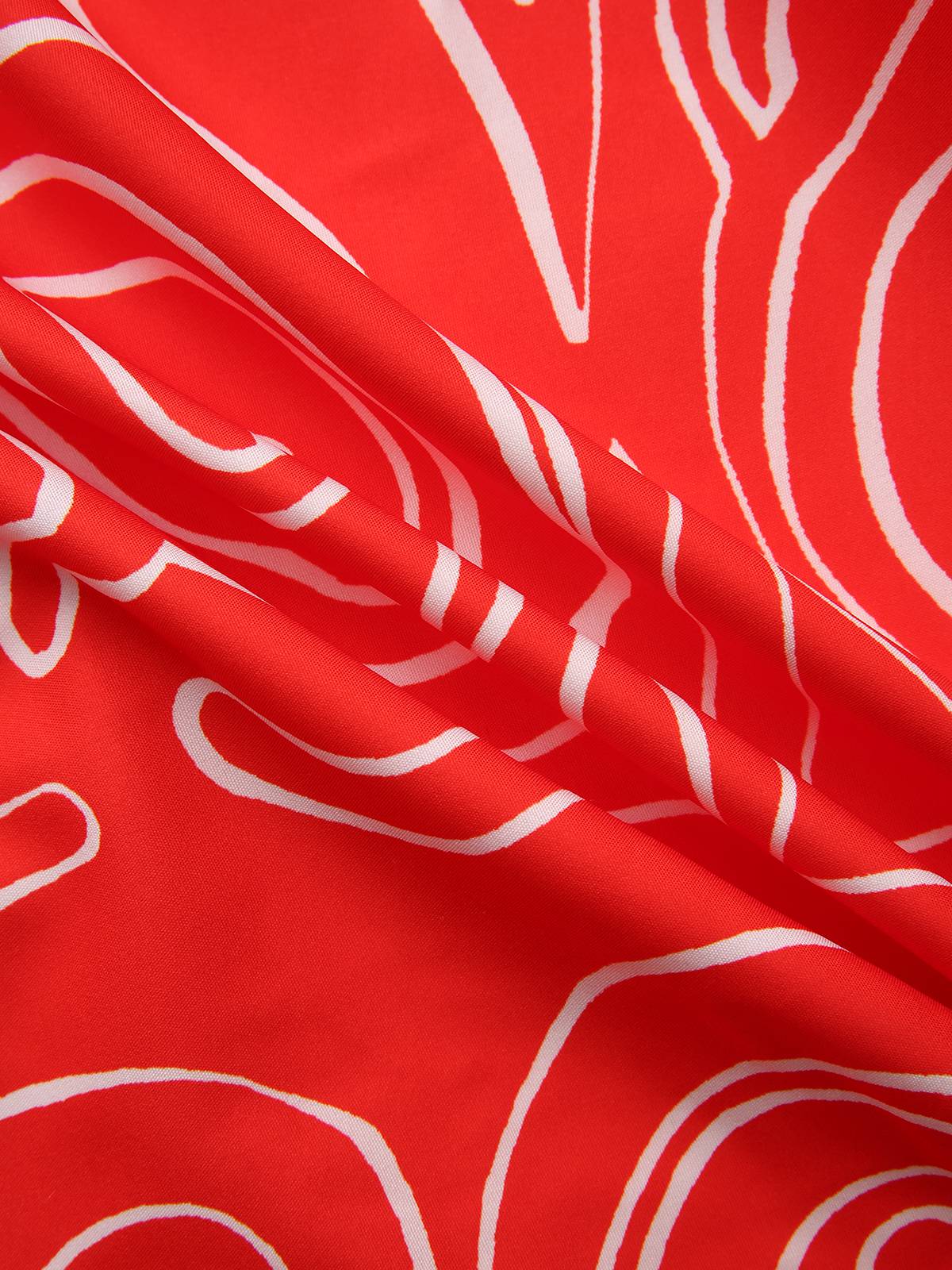 Red 1960s Abstract Print Cutout Twist Halter Dress - Image 8