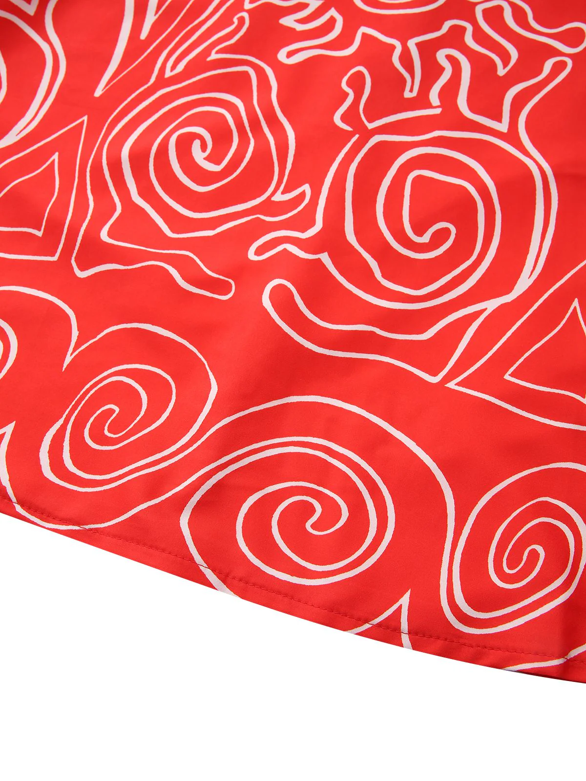 Red 1960s Abstract Print Cutout Twist Halter Dress - Image 9