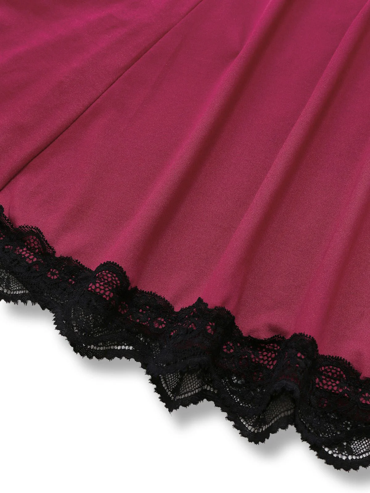 Red 1960s Bow Lace Patchwork Ruffled Nightgown - Image 8