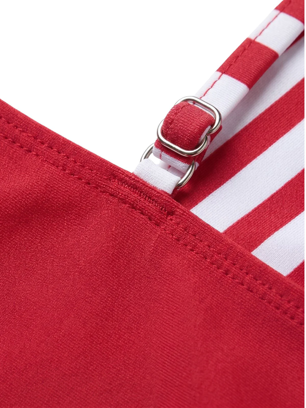 Red 1960s Bow Striped One-Piece Swimsuit - Image 5