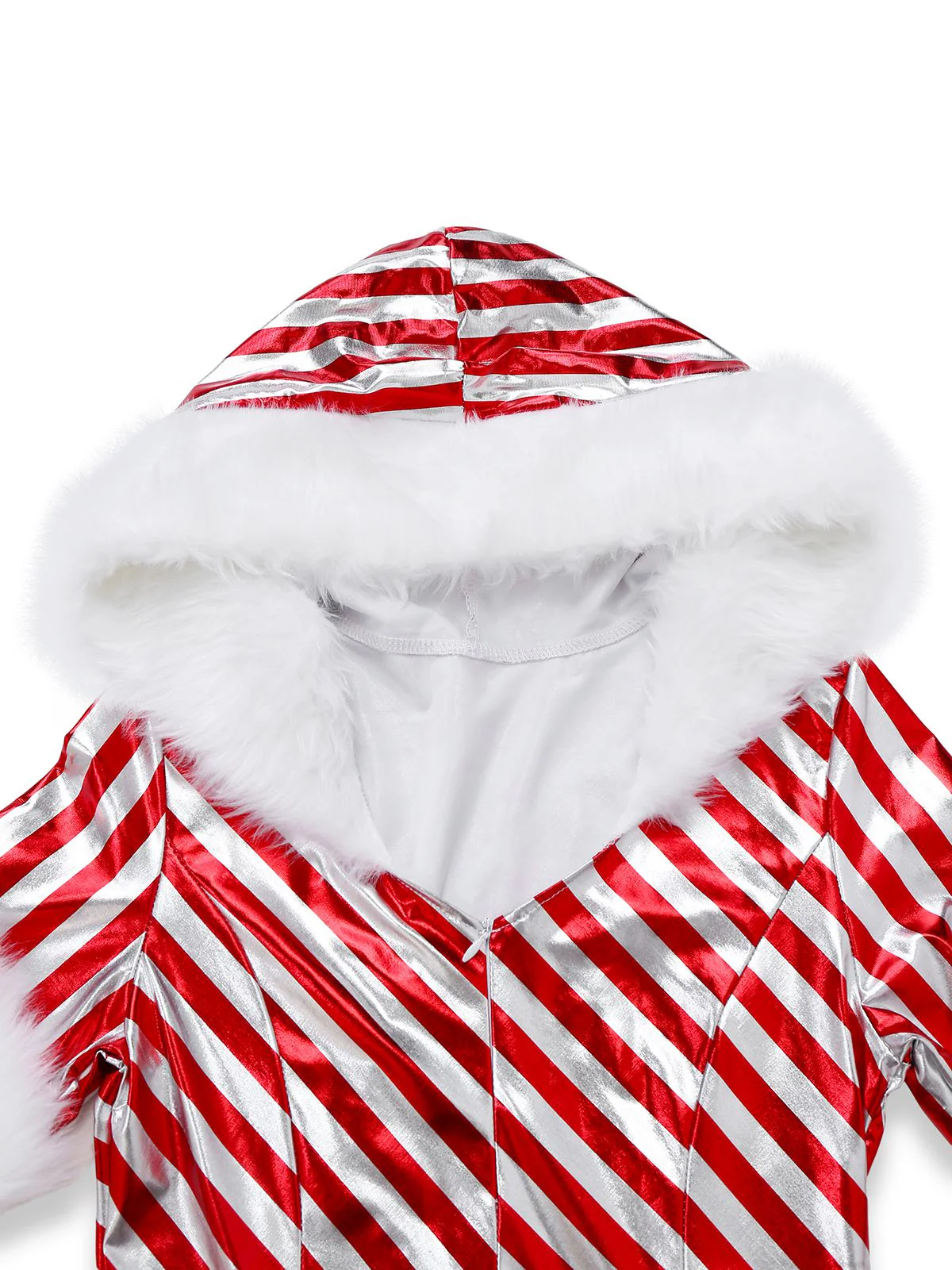 Red 1960s Candy Cane Stripe Hooded Dress & Leg Warmers - Image 4