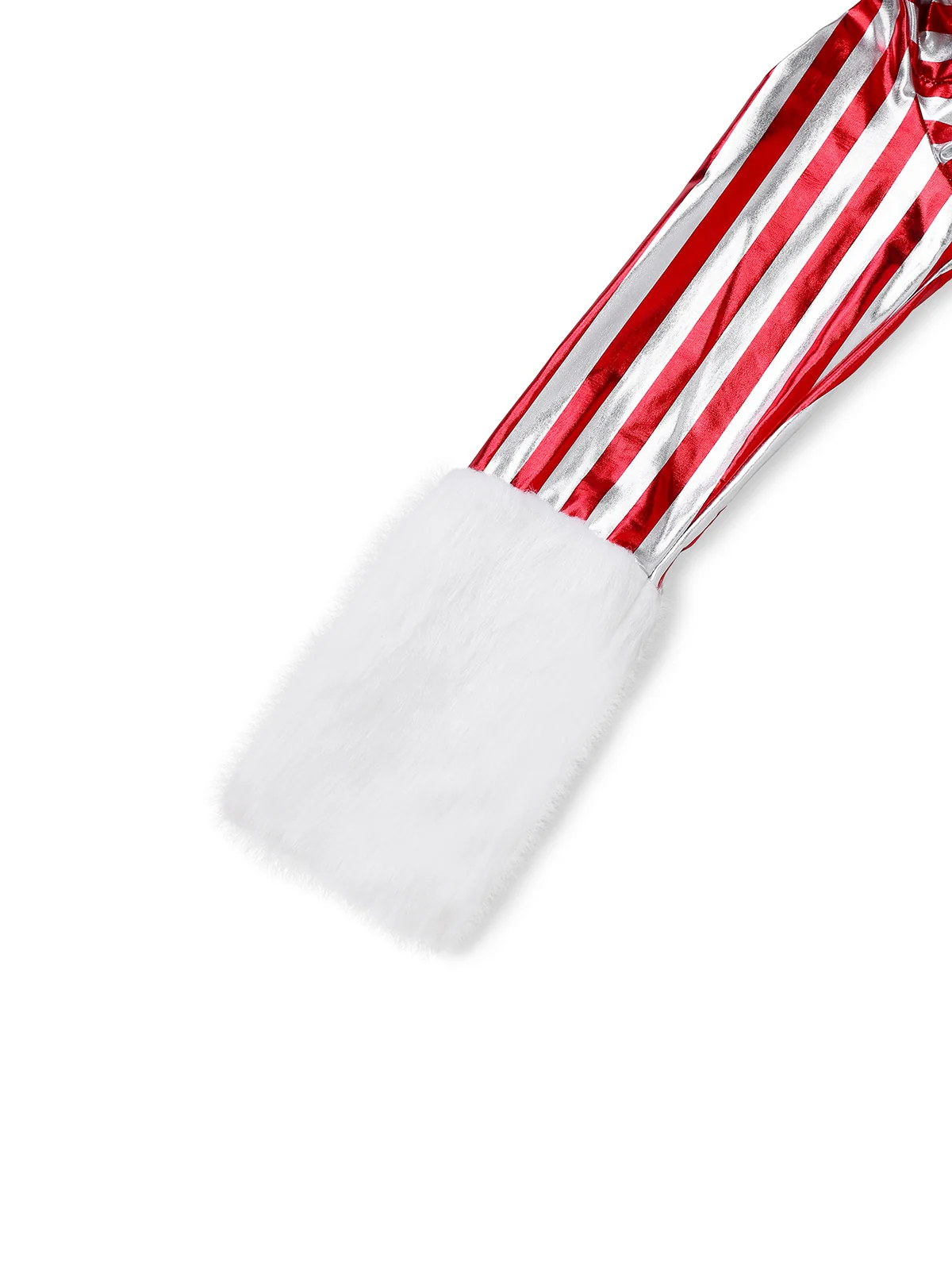 Red 1960s Candy Cane Stripe Hooded Dress & Leg Warmers - Image 5