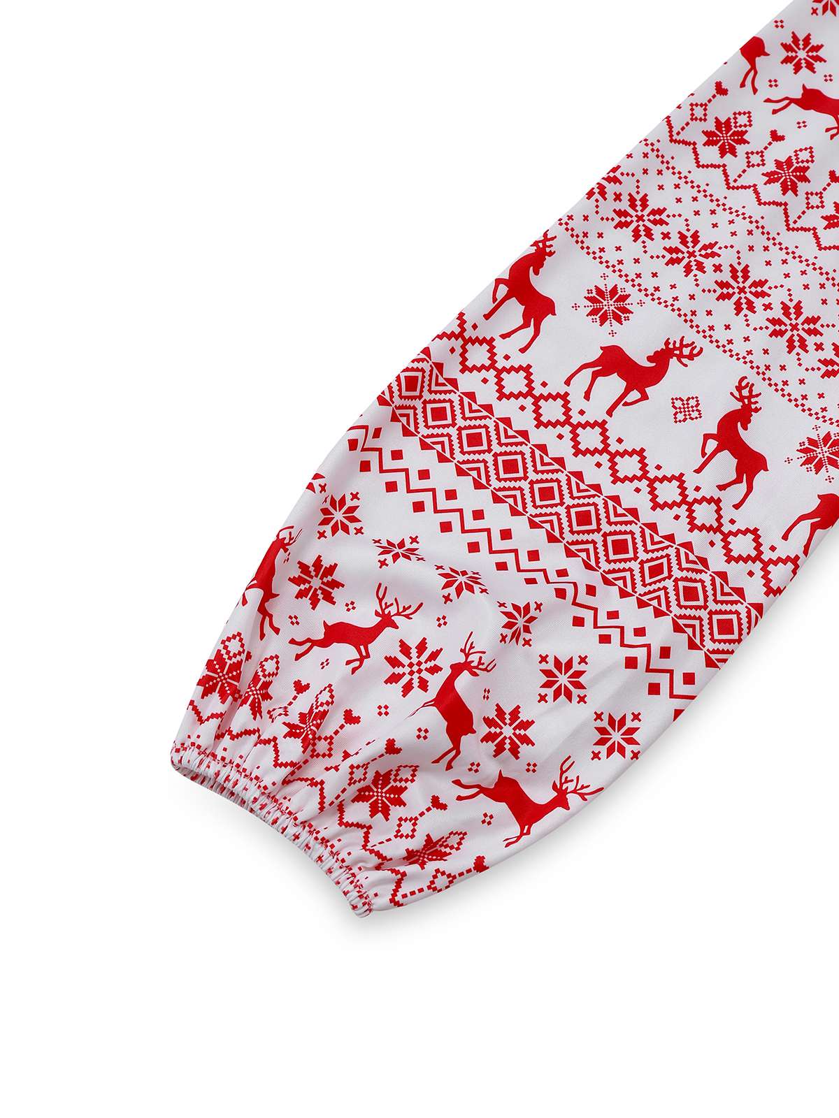 Red 1960s Christmas Reindeer Lace-Up Backless Dress - Image 5