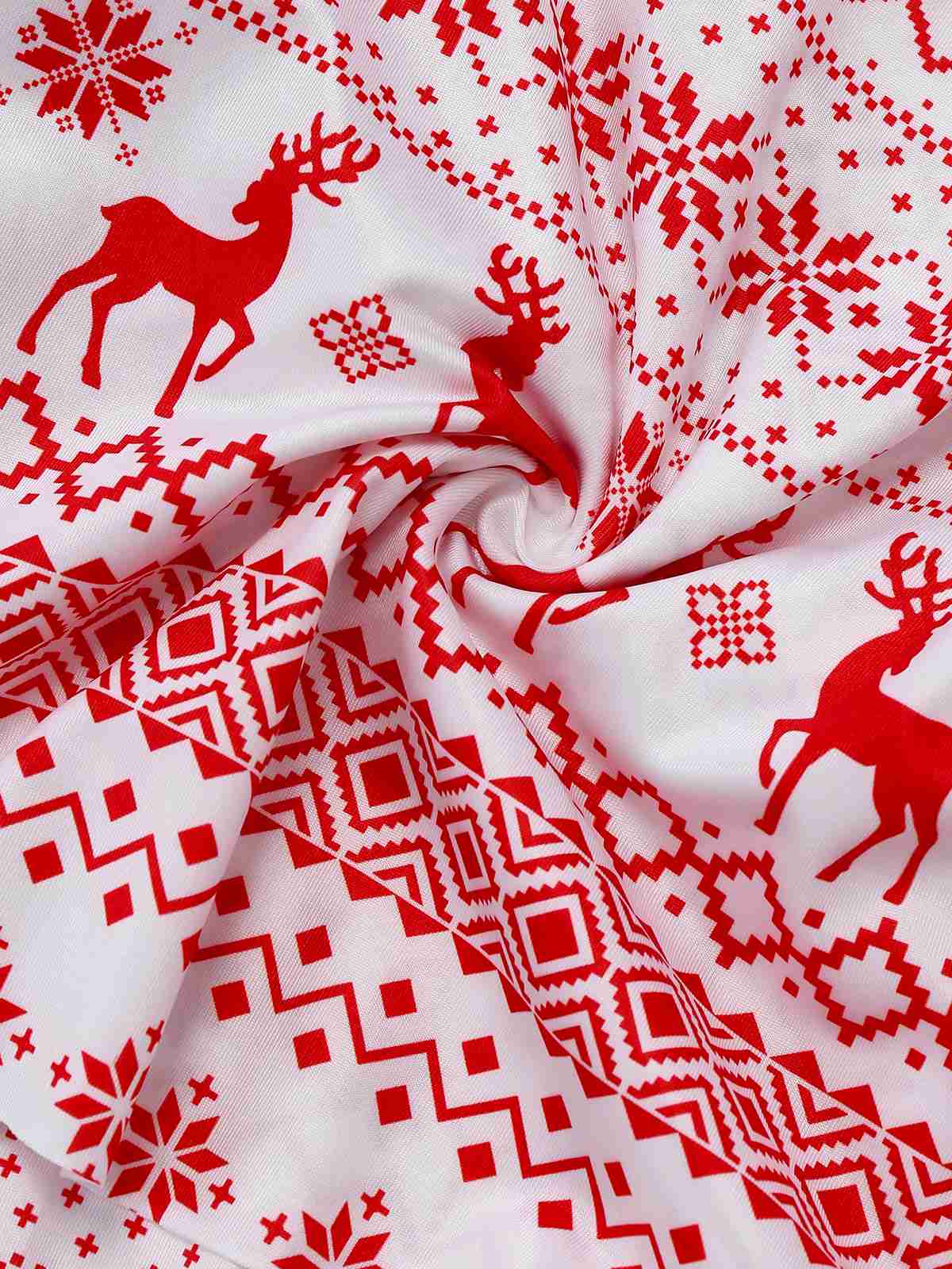 Red 1960s Christmas Reindeer Lace-Up Backless Dress - Image 7