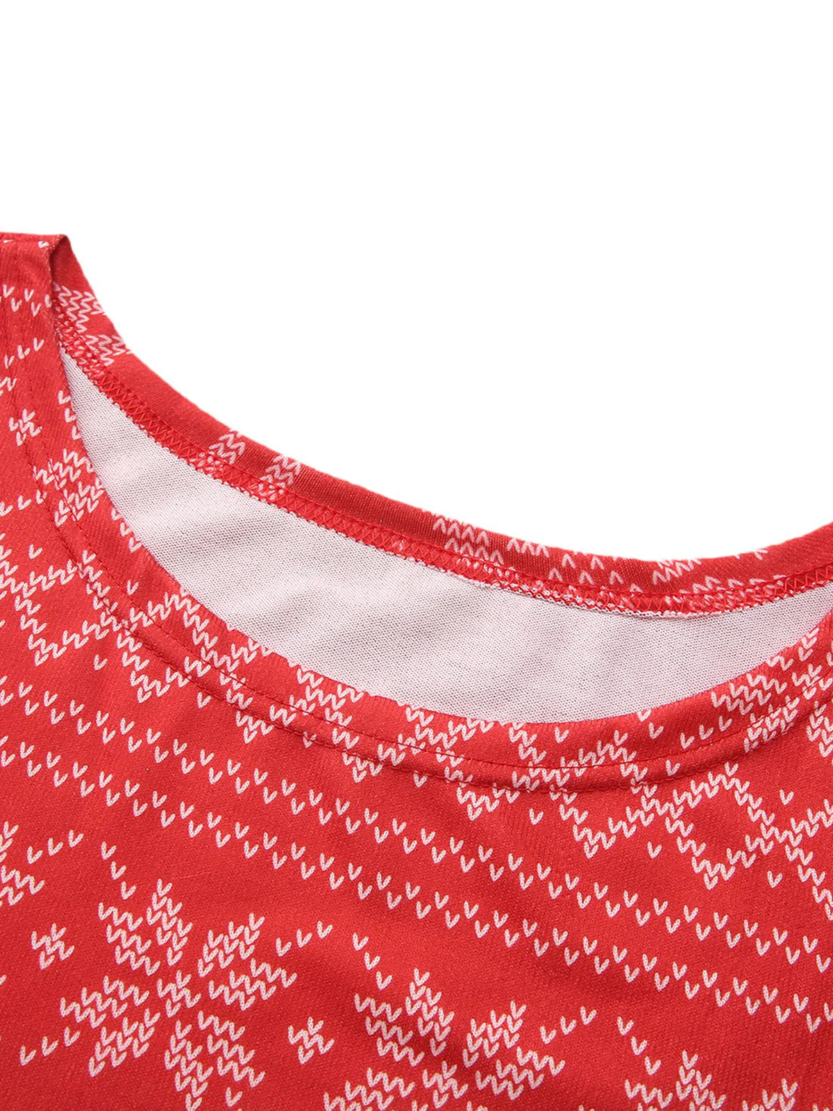 Red 1960s Christmas Reindeer Snowflake Belted Dress - Image 4