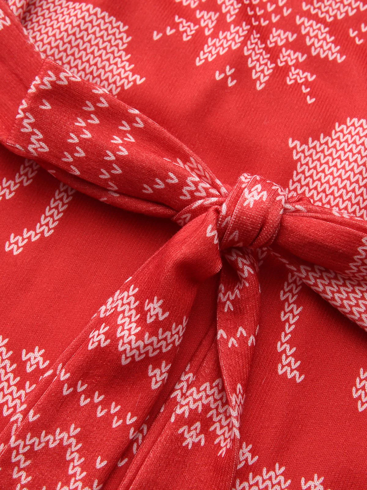 Red 1960s Christmas Reindeer Snowflake Belted Dress - Image 6