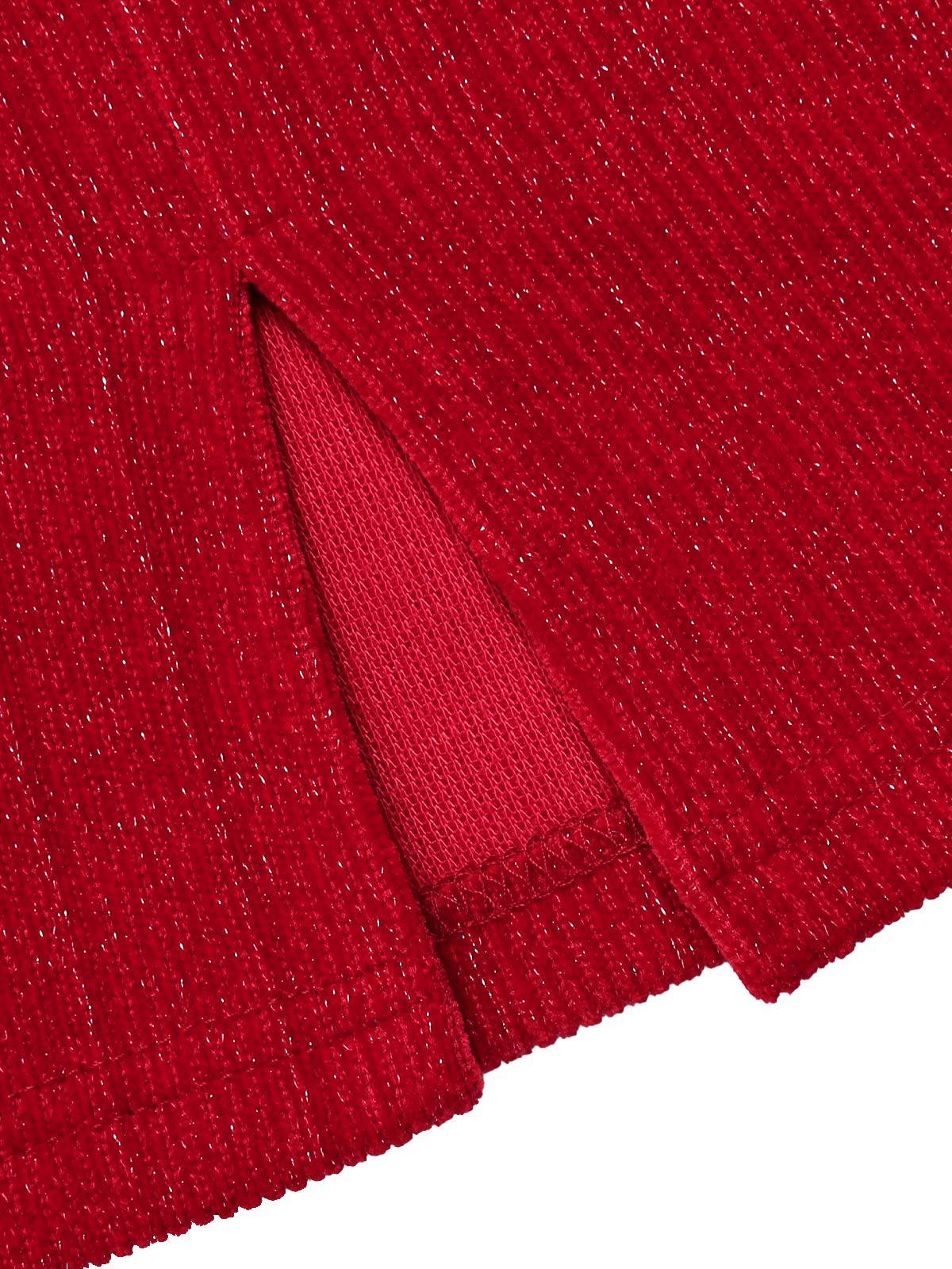 Red 1960s Faux Fur Off-Shoulder Dress - Image 7