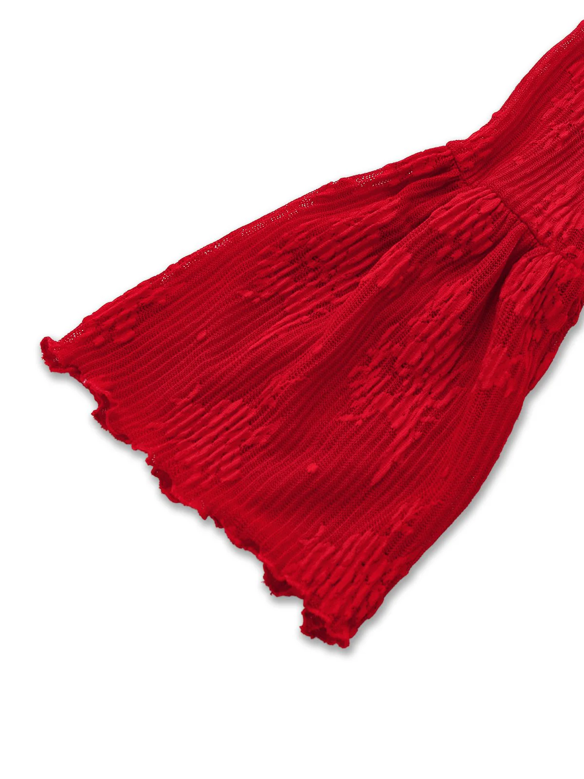 Red 1960s Floral Bow Bell-Sleeve Knit Dress - Image 5