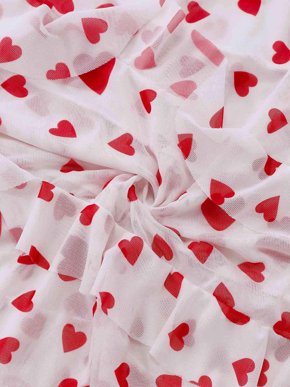 Red 1960s Heart Ruffled Mesh Slip Nightgown - Image 7