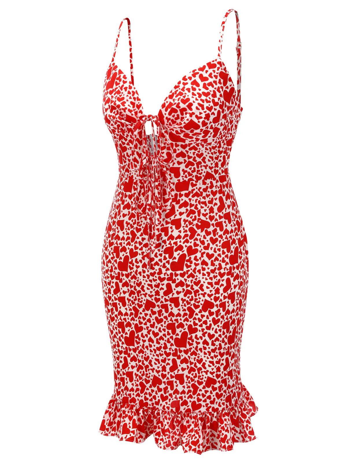 Red 1960s Heart Strap Fishtail Dress - Image 3