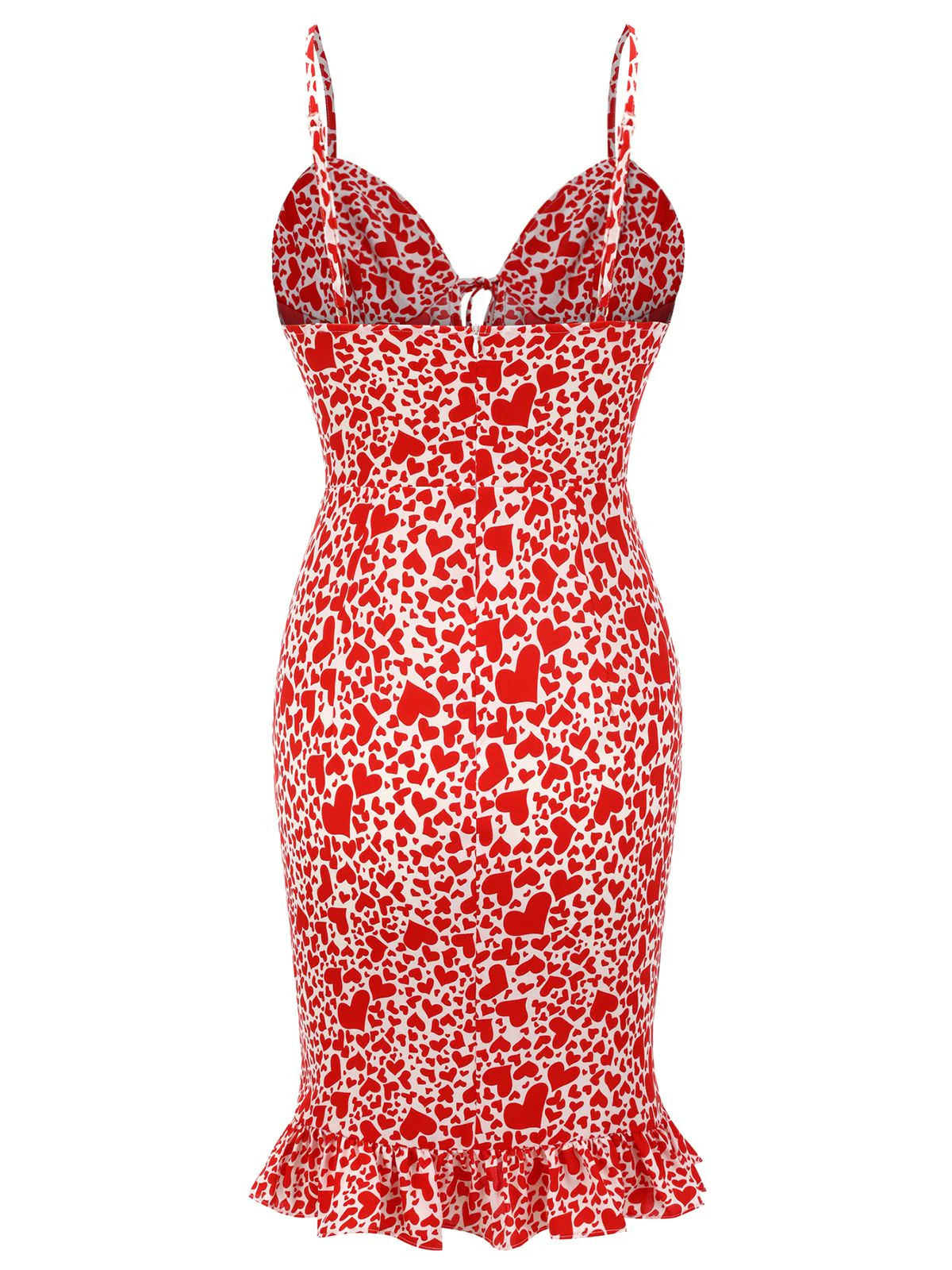 Red 1960s Heart Strap Fishtail Dress - Image 4