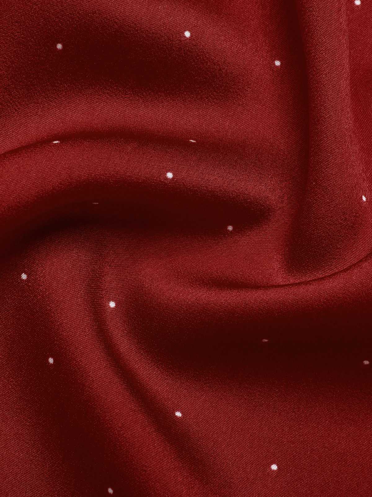 Red 1960s Hollow Out Button Satin Dress - Image 5