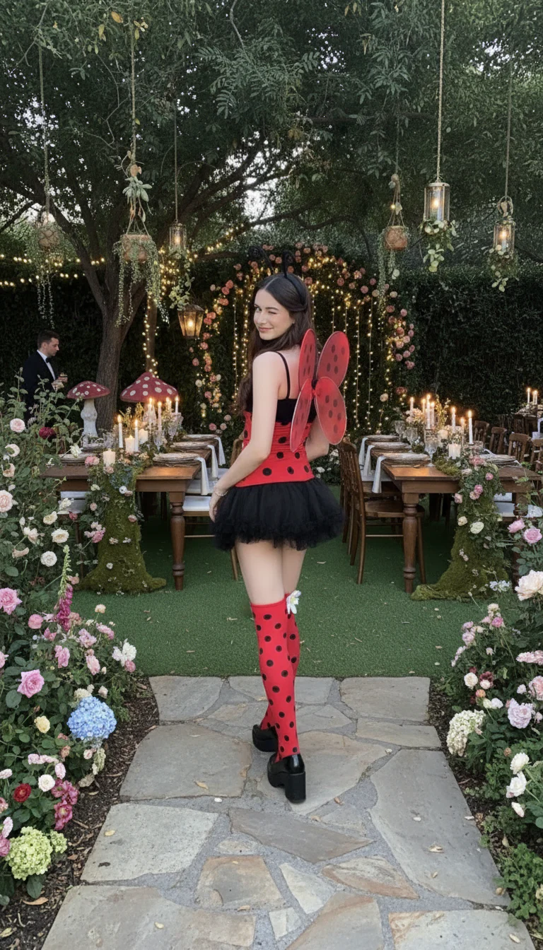 Red 1960s Miraculous Ladybug Cosplay Costume Set - Image 2