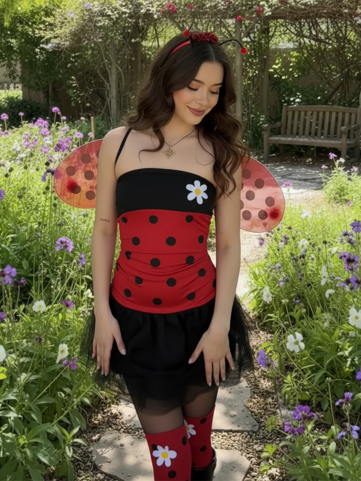 Red 1960s Miraculous Ladybug Cosplay Costume Set - Image 2