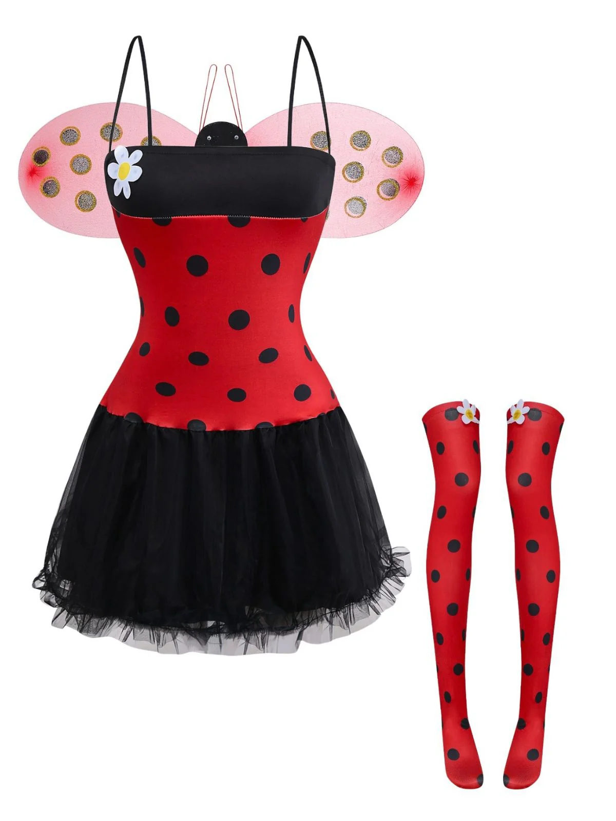 Red 1960s Miraculous Ladybug Cosplay Costume Set - Image 3
