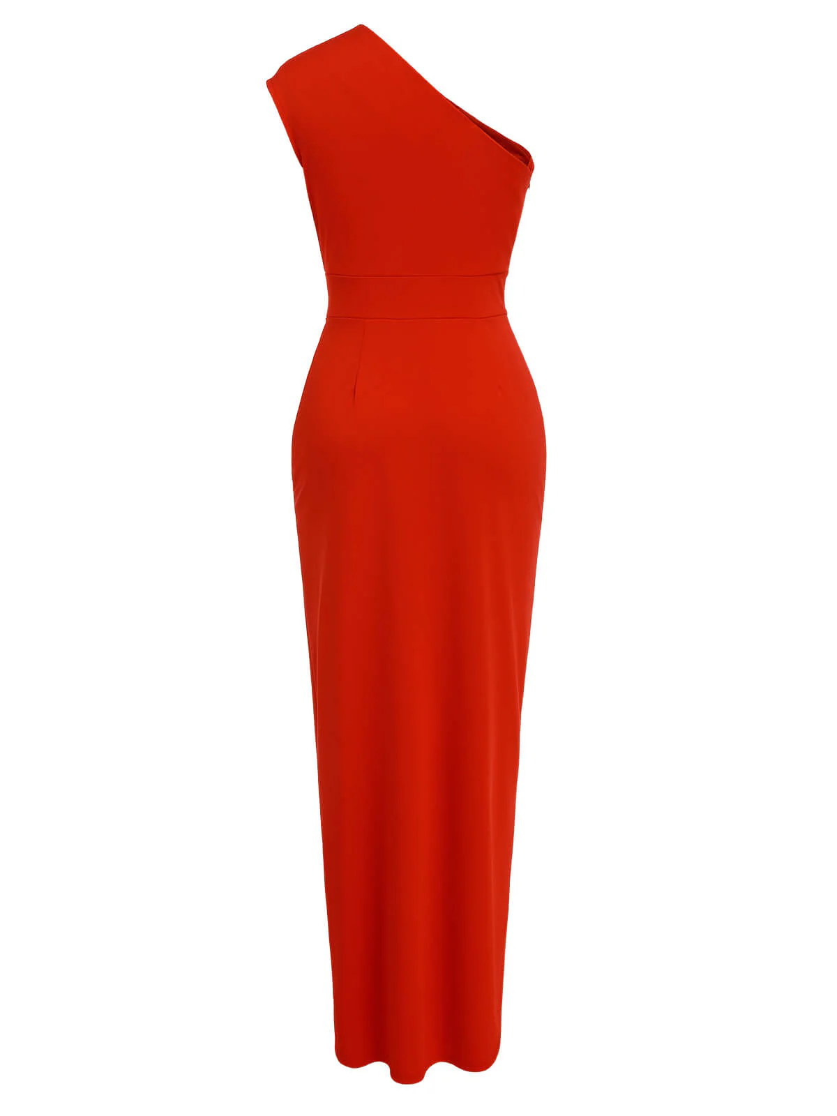 Red 1960s One Shoulder Slit Long Dress - Image 3
