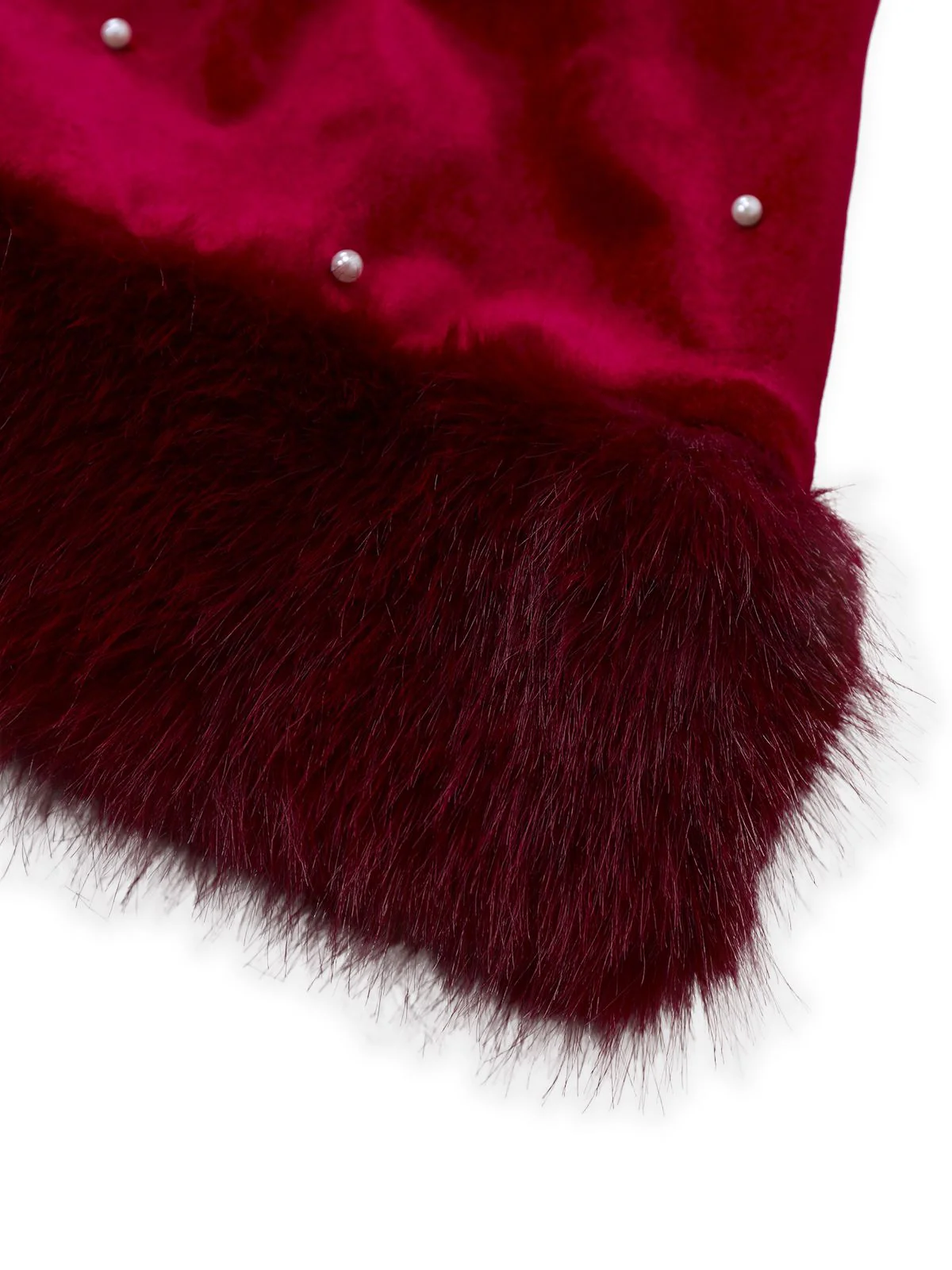 Red 1960s Pearl Fringe Christmas Velvet Dress - Image 7