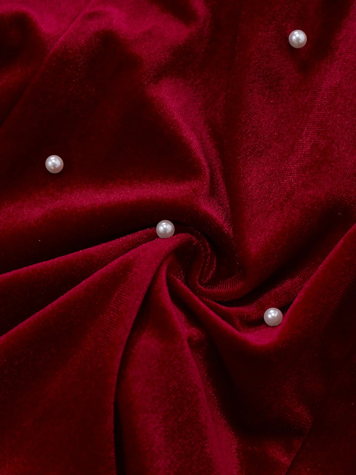Red 1960s Pearl Fringe Christmas Velvet Dress - Image 8