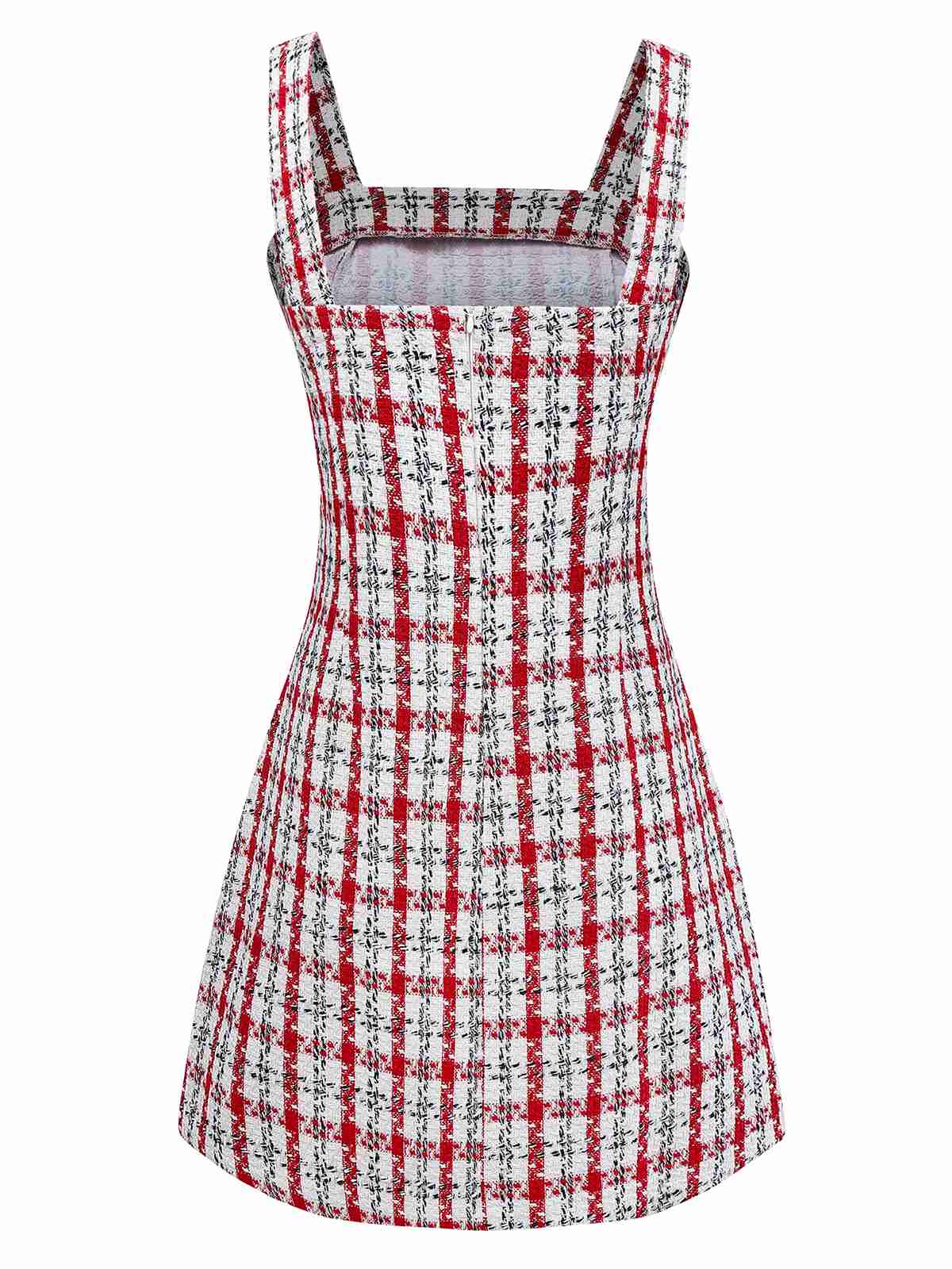 Red 1960s Plaid Tweed Vest Dress - Image 2