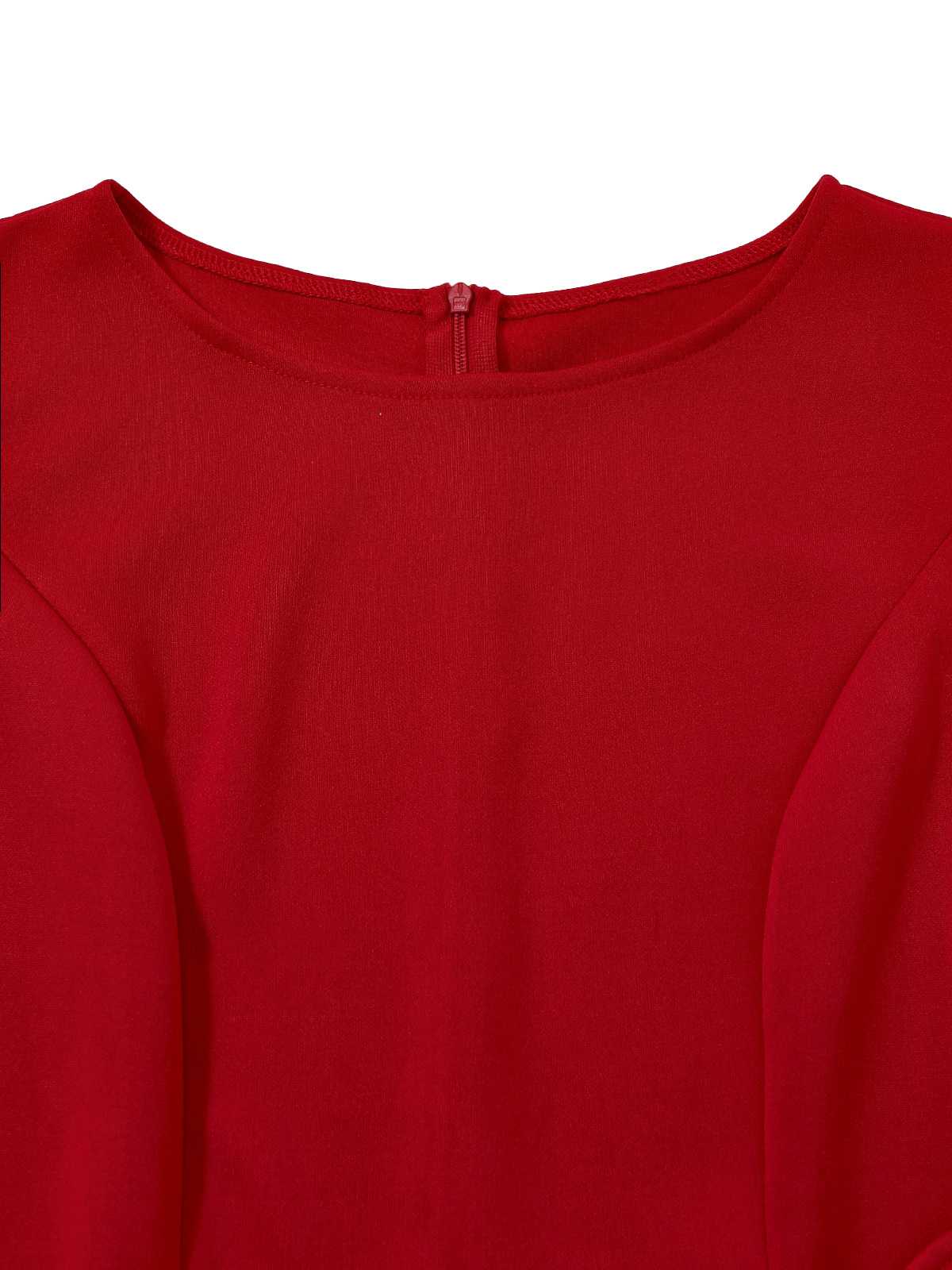 Red 1960s Ruffle Hem Asymmetric Sleeveless Dress - Image 4