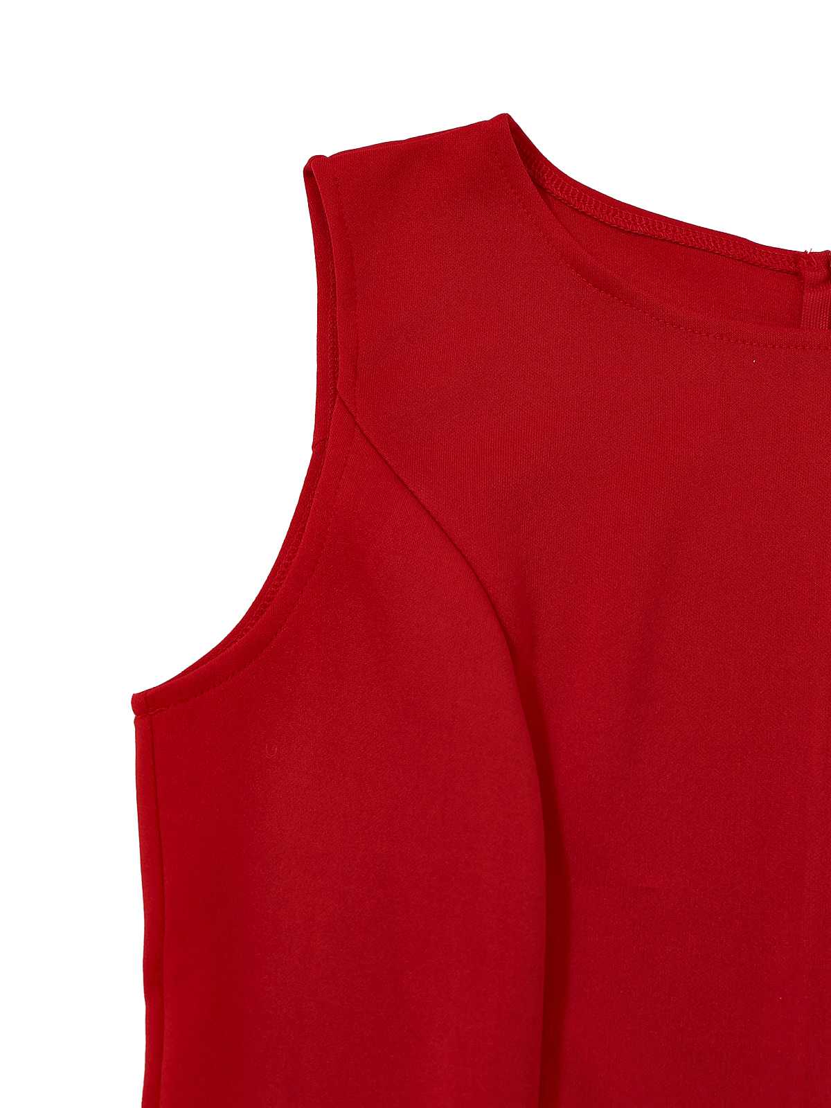 Red 1960s Ruffle Hem Asymmetric Sleeveless Dress - Image 5