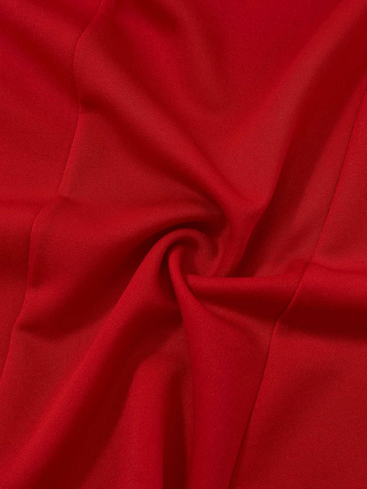 Red 1960s Ruffle Hem Asymmetric Sleeveless Dress - Image 7