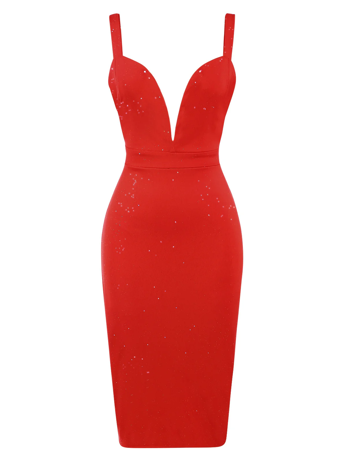 Red 1960s Ruffled Open Back Suspender Dress - Image 2