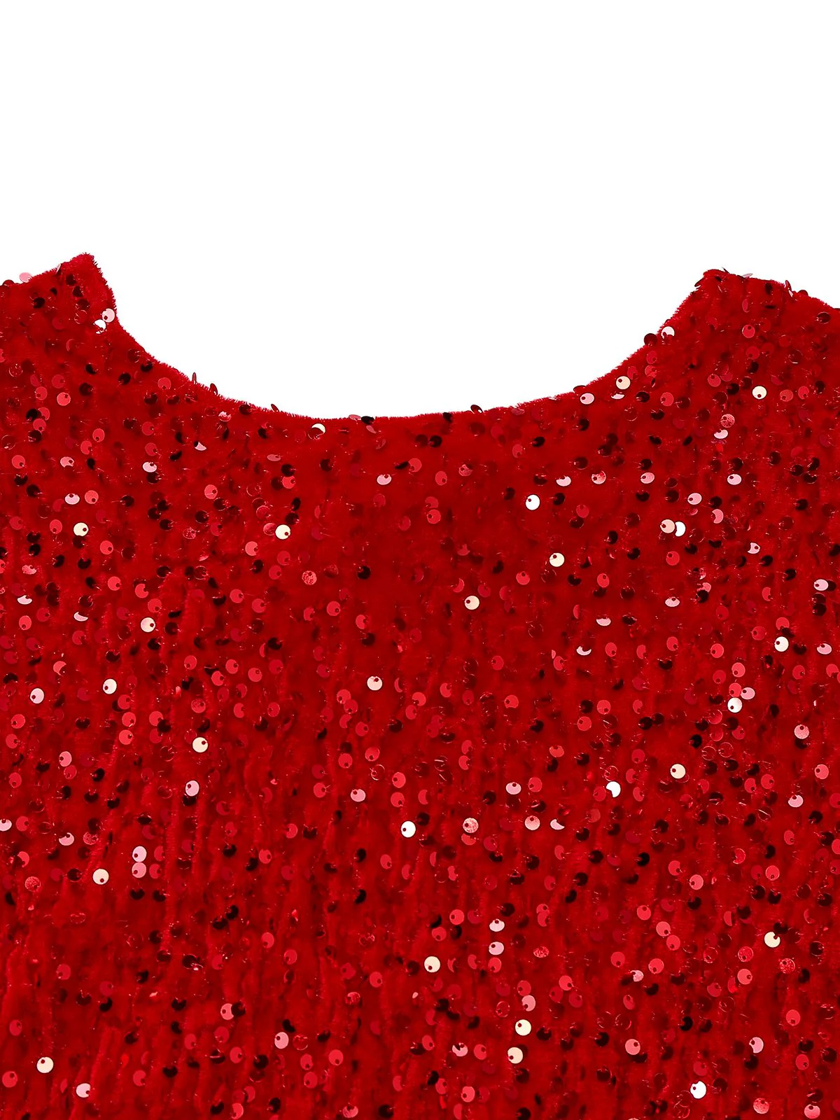 Red 1960s Sequined Bow Round Neck Long Sleeve Dress - Image 4