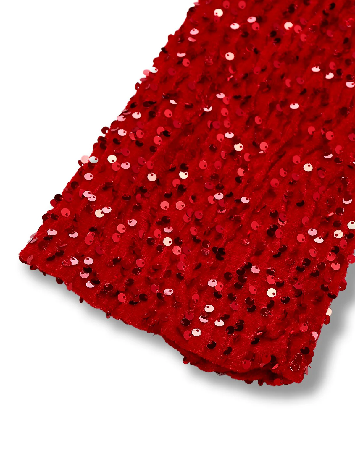 Red 1960s Sequined Bow Round Neck Long Sleeve Dress - Image 5