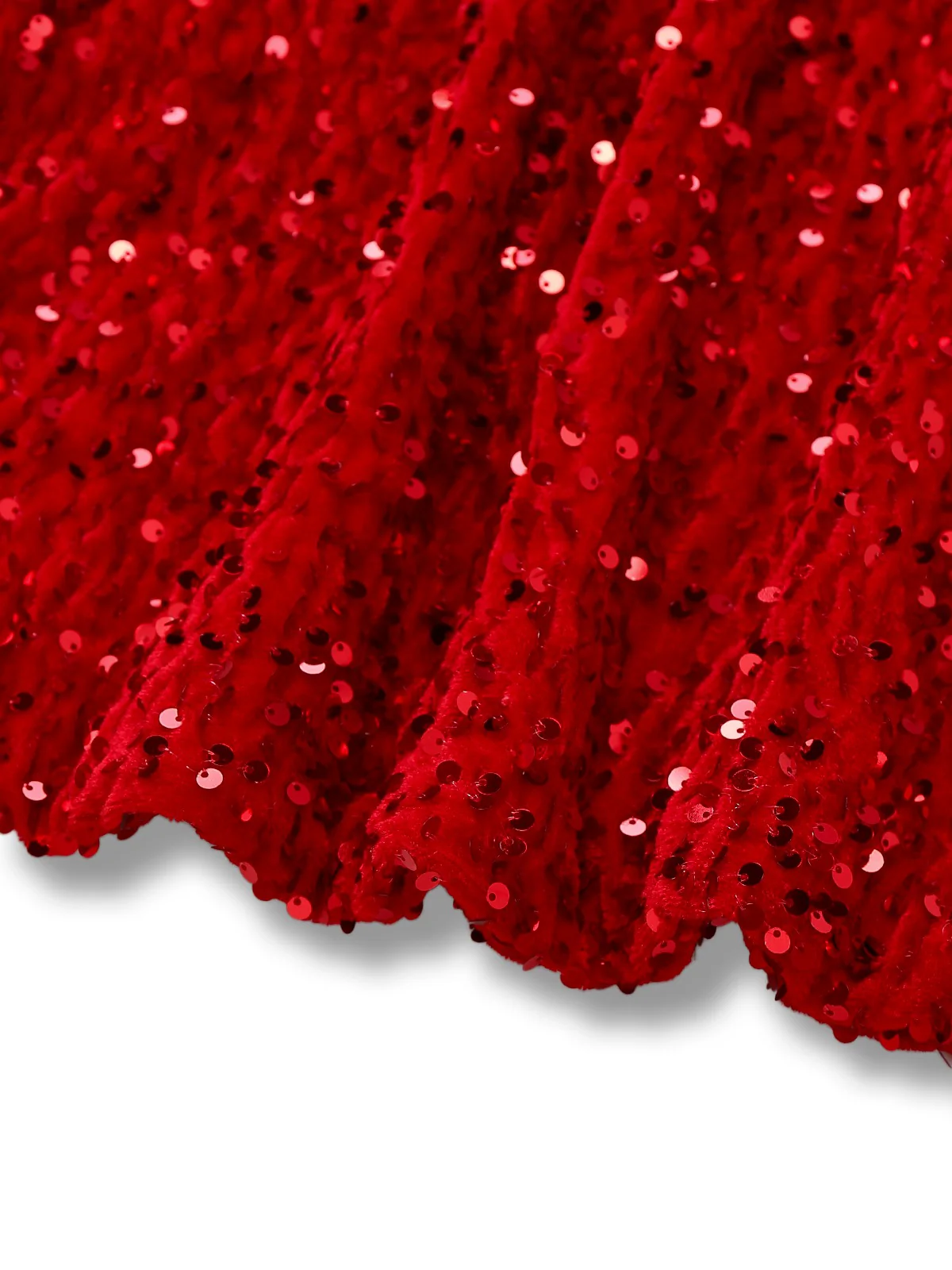 Red 1960s Sequined Bow Round Neck Long Sleeve Dress - Image 6