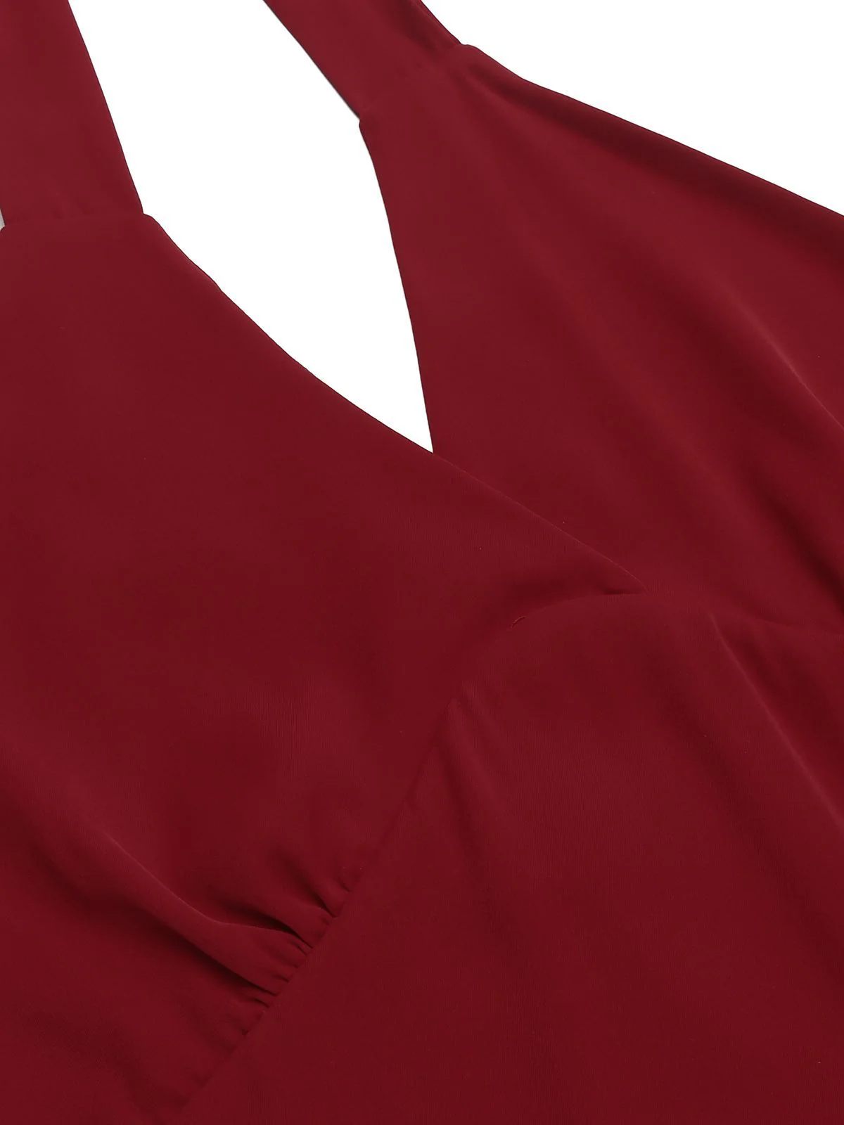 Red 1960s Solid Halter Bodycon Dress - Image 9