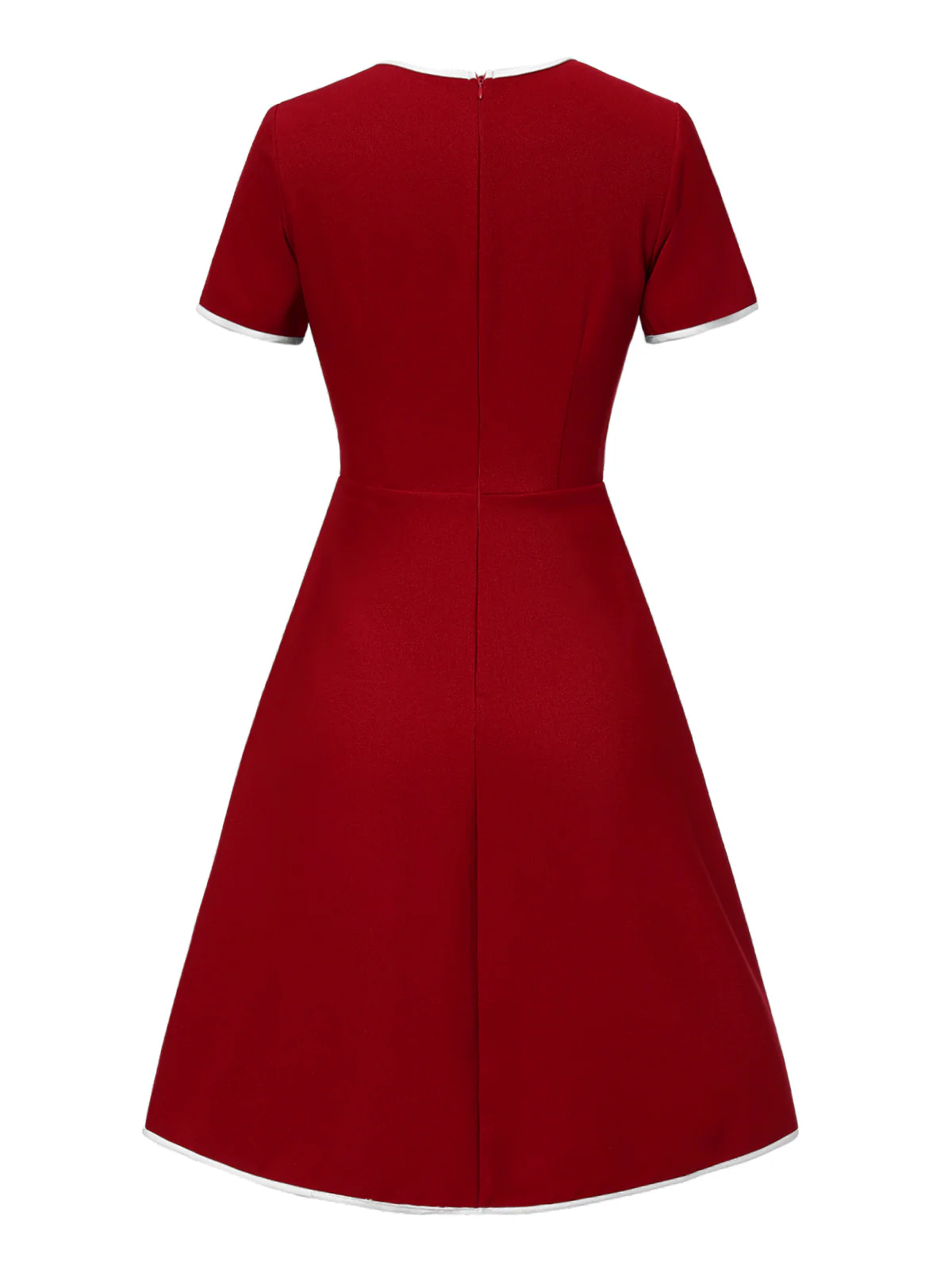 Red 1960s Solid Faux Pocket Dress - Image 4