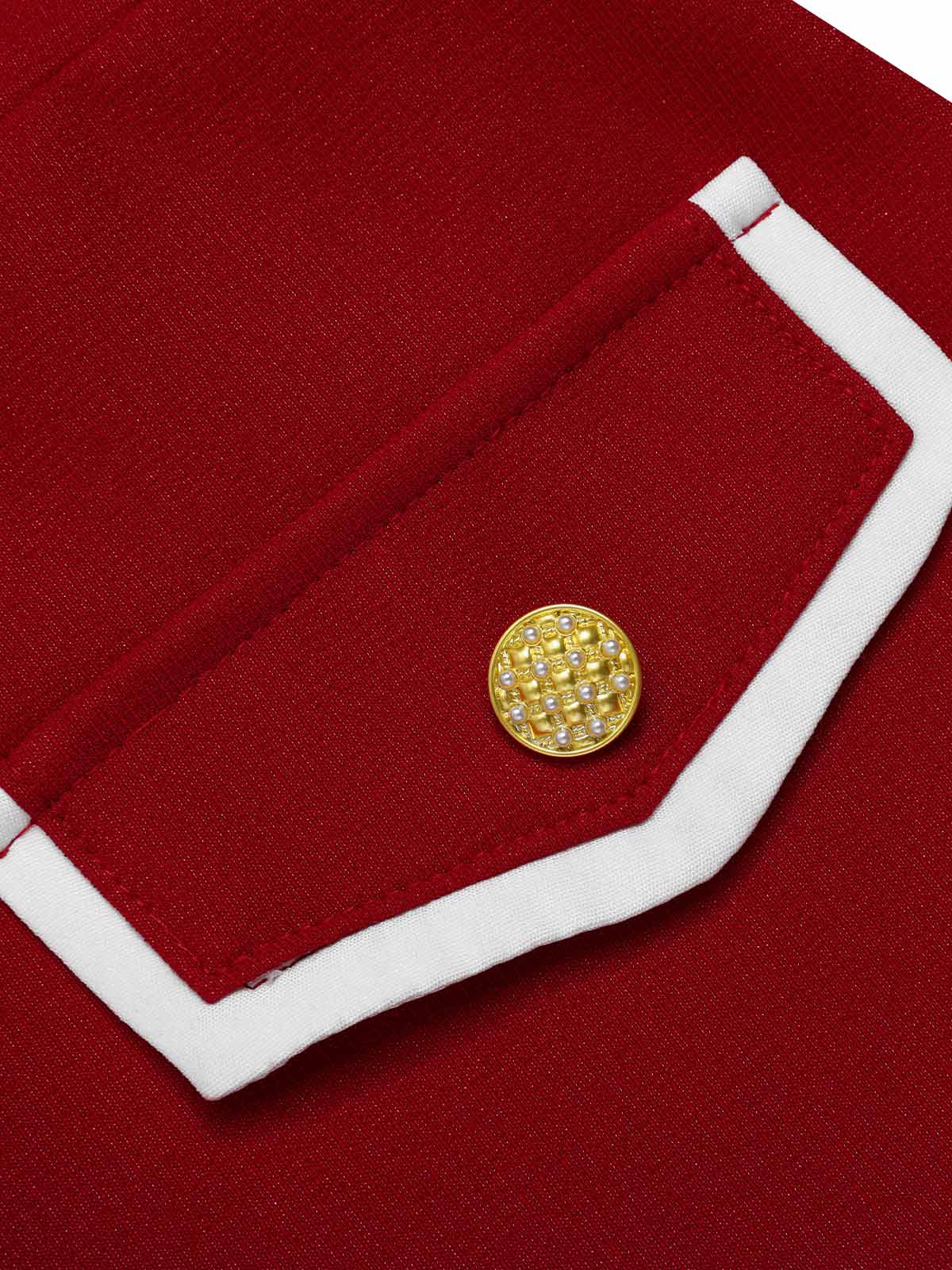 Red 1960s Solid Faux Pocket Dress - Image 6
