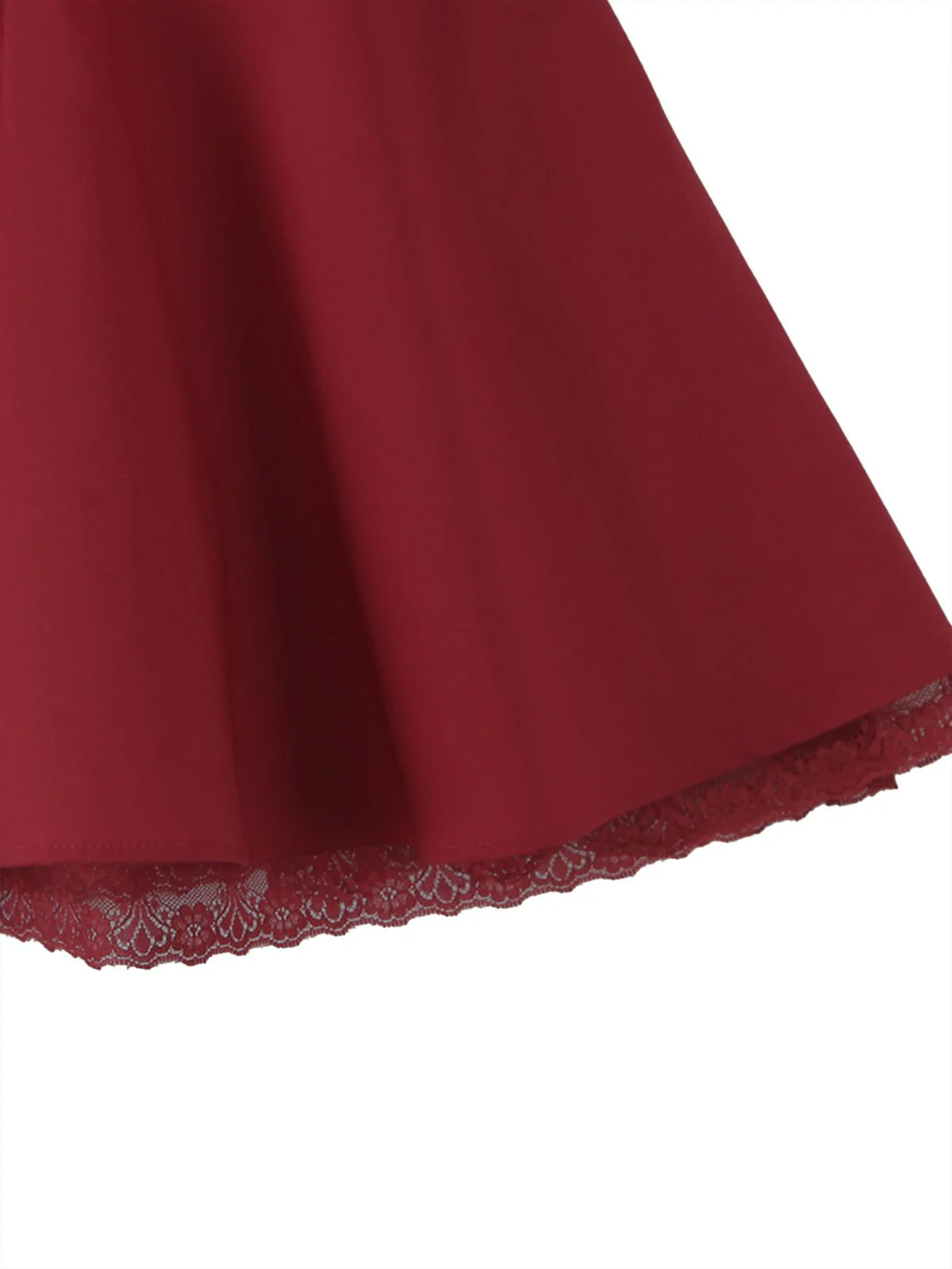 Red 1960s Solid Puff Sleeve Lace-up Dress - Image 5
