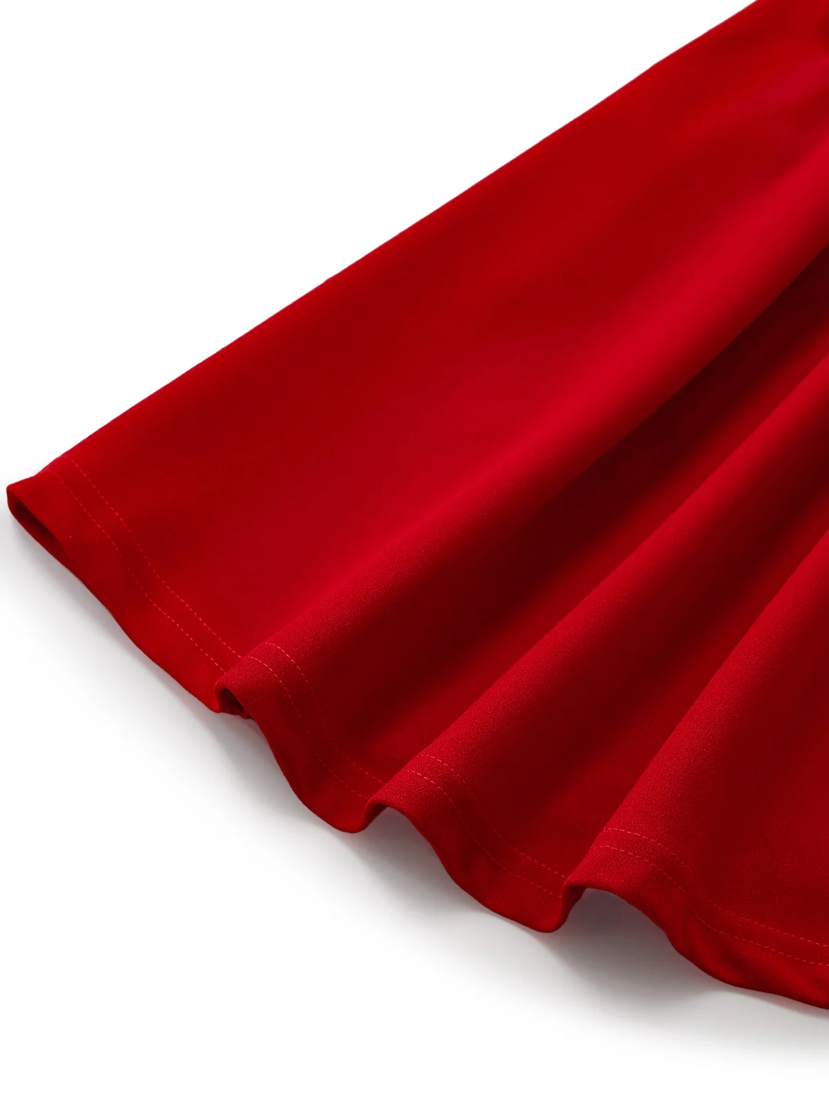 Red 1960s Square Neck Button Detail Ruched Mini Dress - Image 6