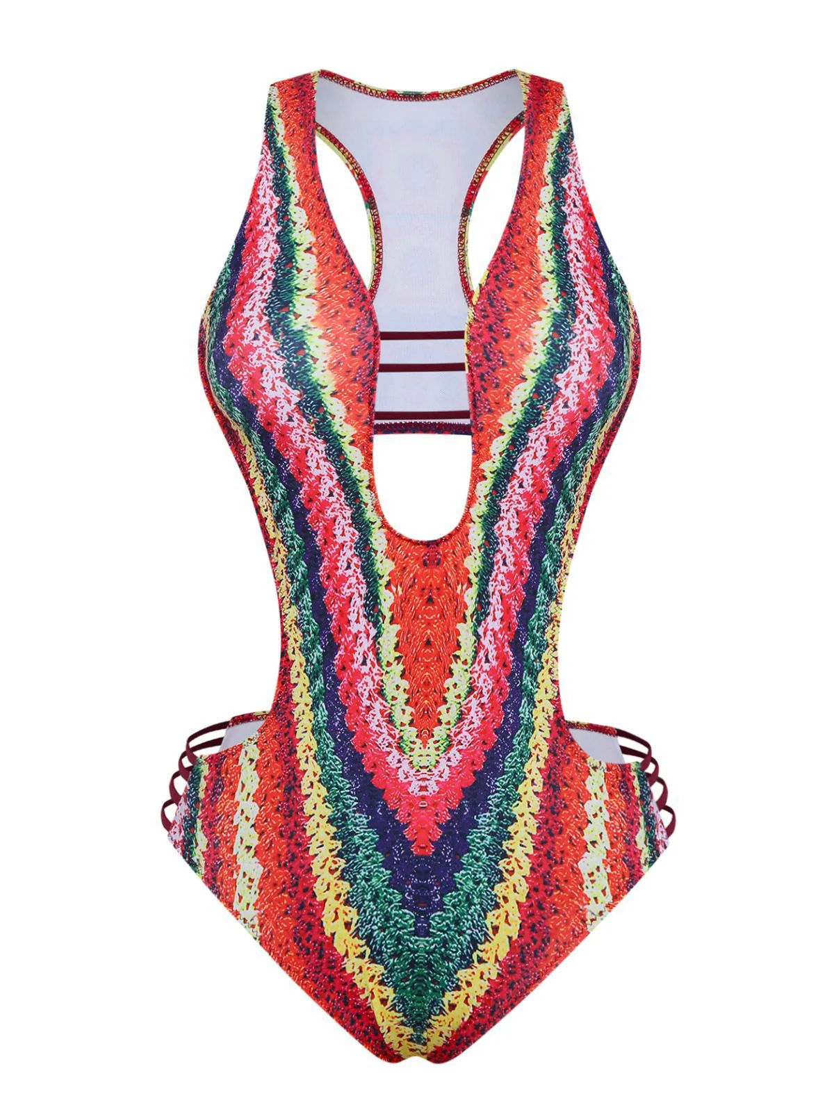 [Pre-Sale] Red 1960s Spider Web Cutout Strappy Swimsuit - Image 6