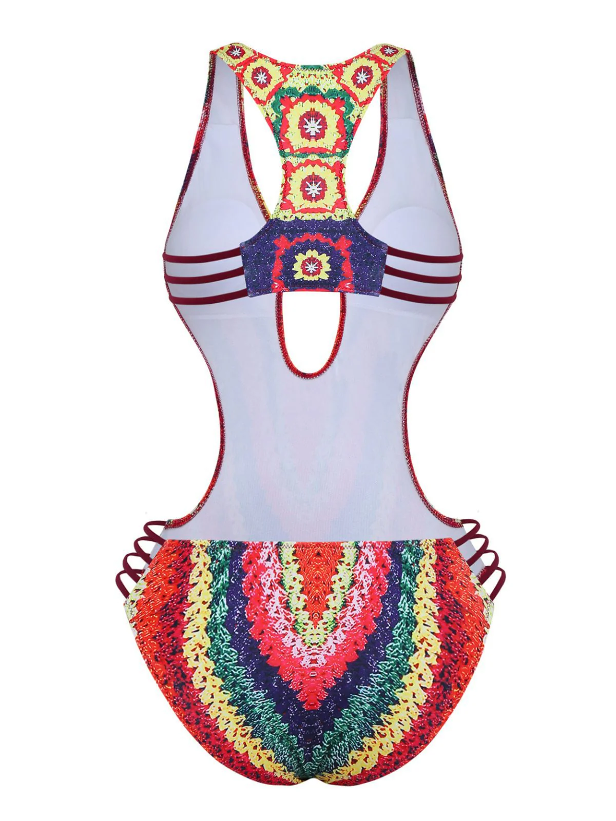 [Pre-Sale] Red 1960s Spider Web Cutout Strappy Swimsuit - Image 7