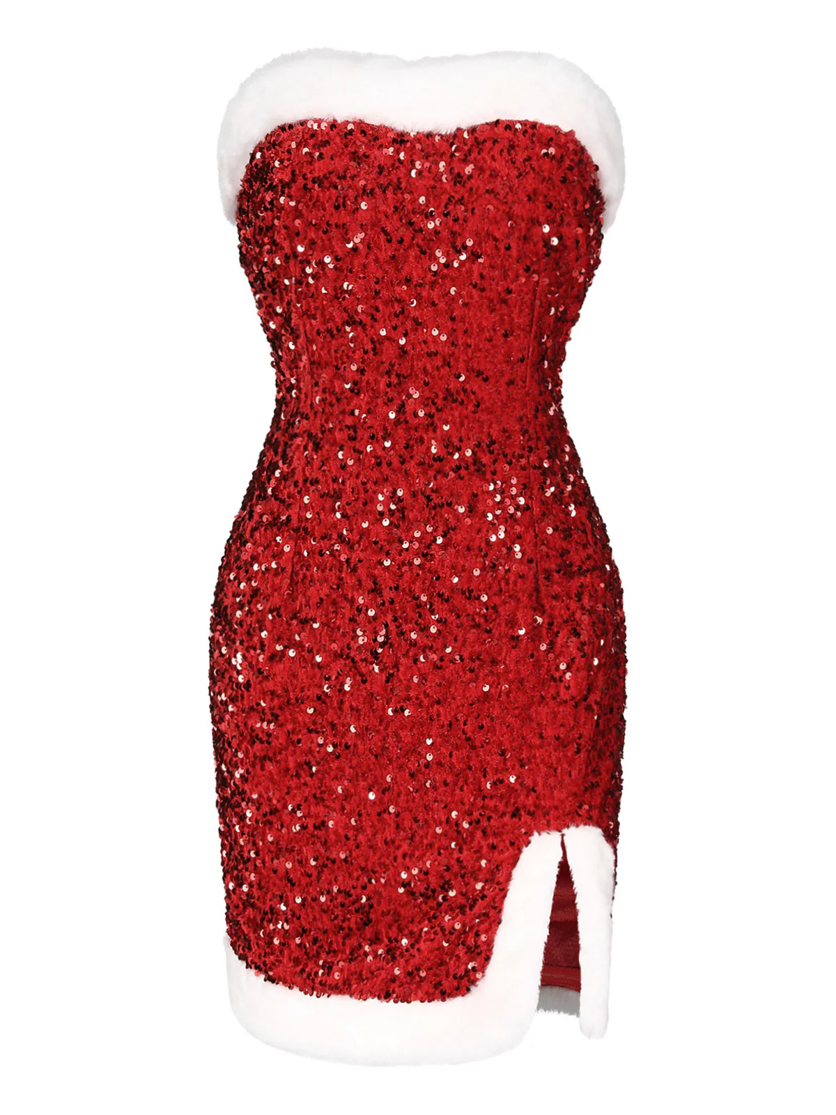 Red 1960s Strapless Sequined Dress - Image 6
