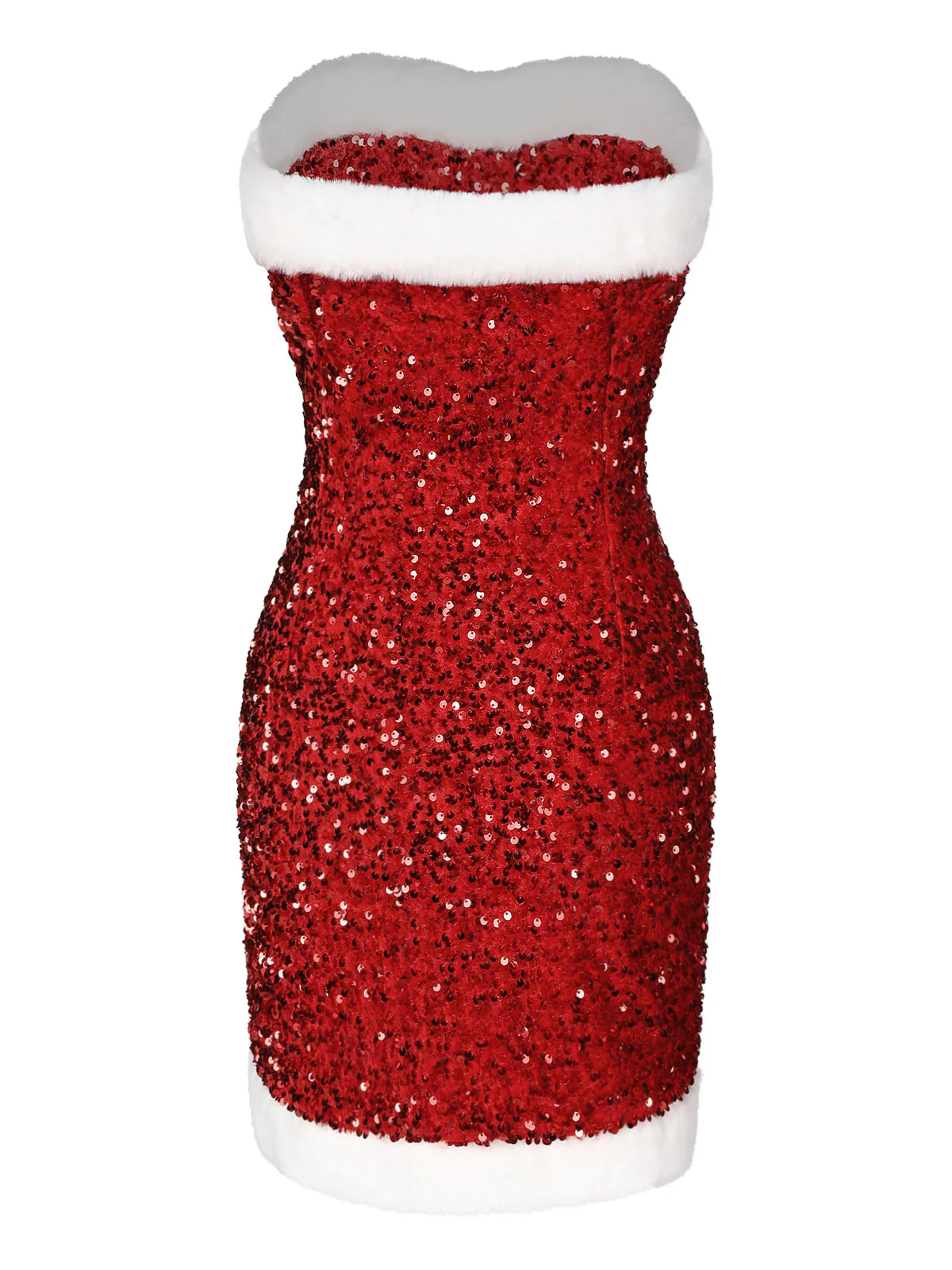 Red 1960s Strapless Sequined Dress - Image 8