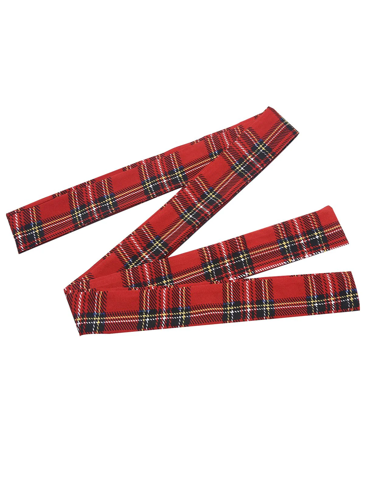 Red 1960s Tartan Plaids Ruffle Hem Belted Dress - Image 4