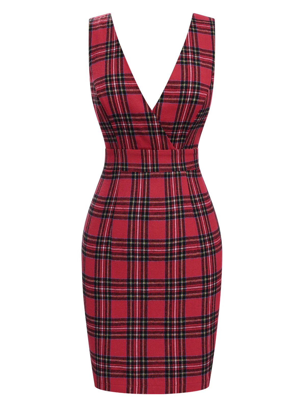 Red 1960s Tartan Plaids Suspender Dress - Image 2