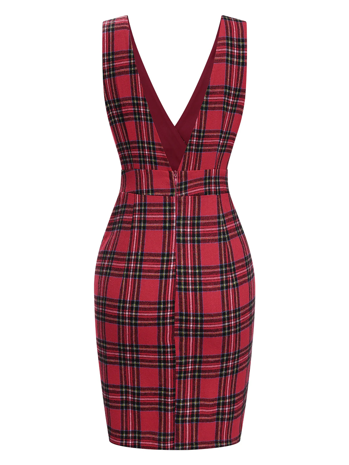 Red 1960s Tartan Plaids Suspender Dress - Image 3