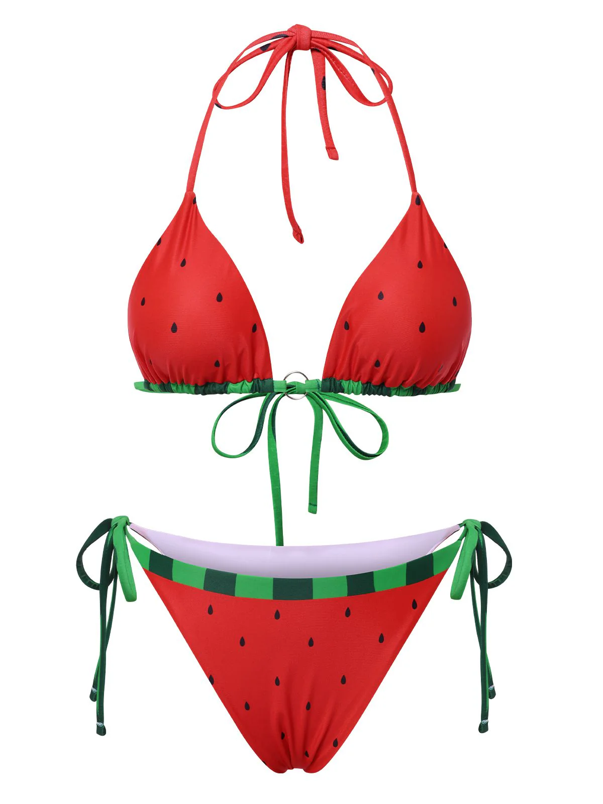 Red 1960s Watermelon Bow Tie Bikini Set - Image 3