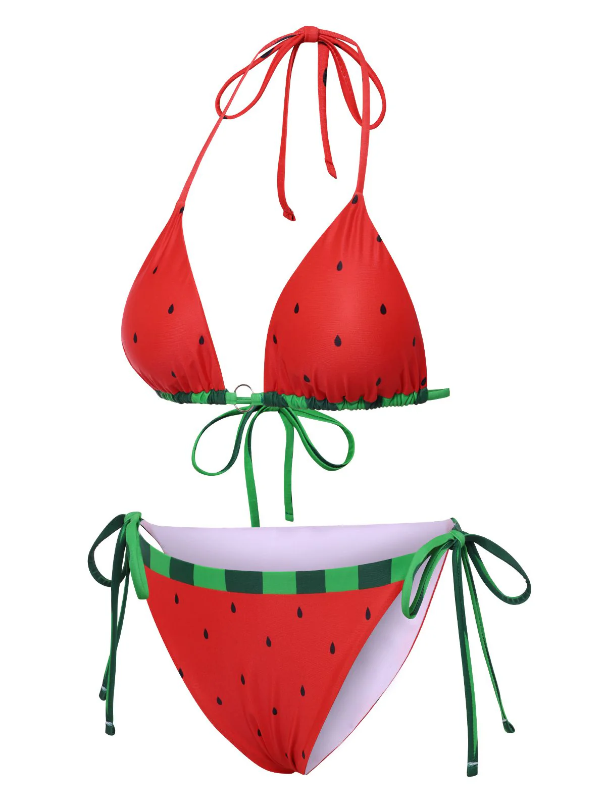Red 1960s Watermelon Bow Tie Bikini Set - Image 4