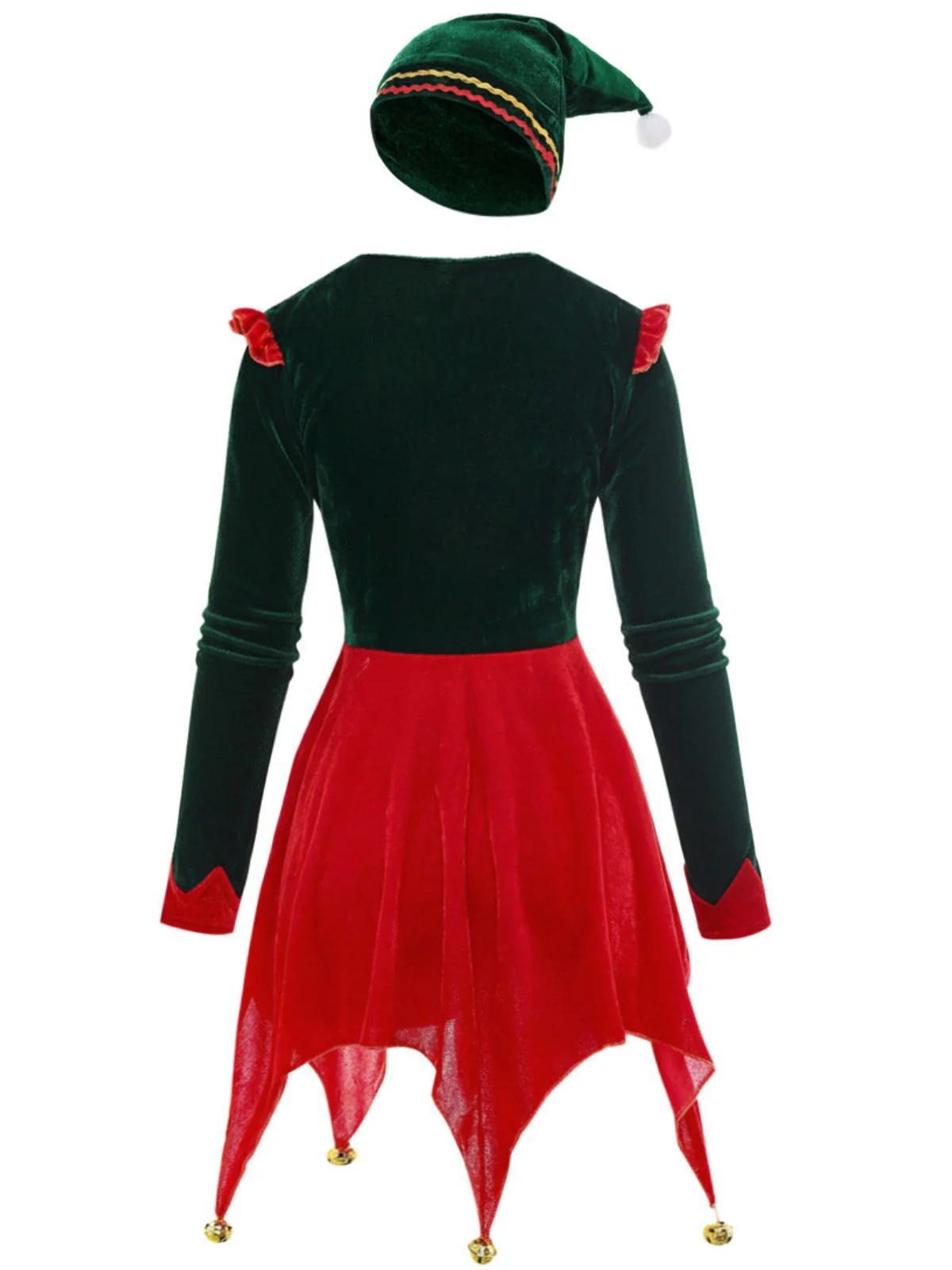 Red 1970s Christmas Elf Jovie Dress Set - Image 3