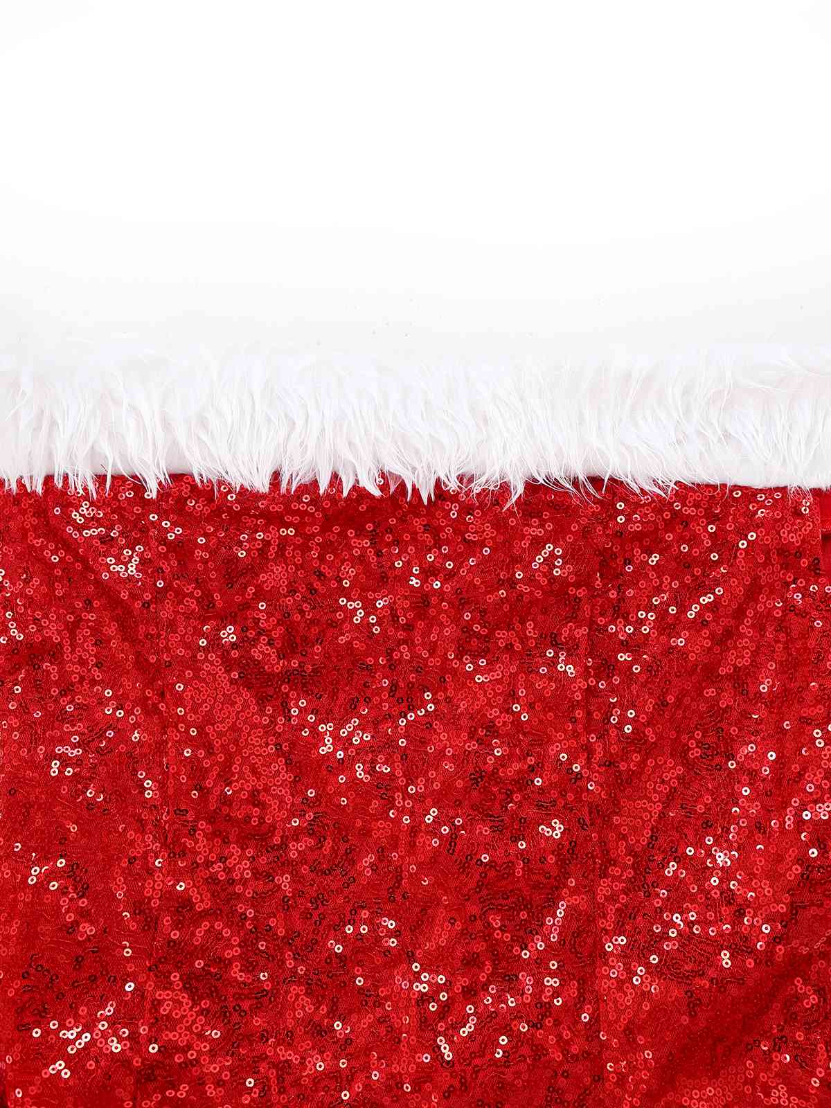 Red 1970s Christmas Sequined Off-Shoulder Plush Trim Dress - Image 5